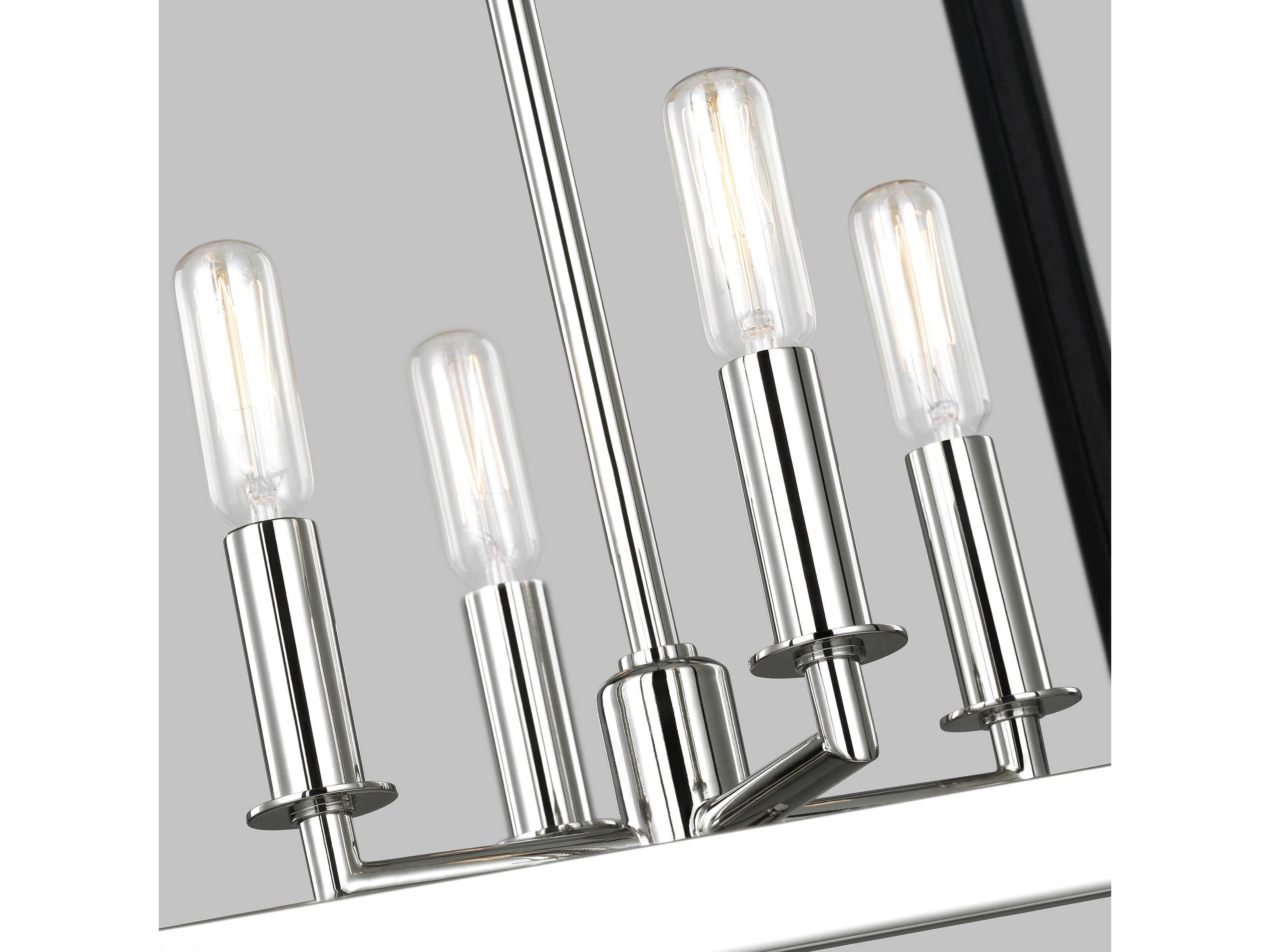 Visual Comfort Studio Hadley 4-Light Polished Nickel Lantern Chandelier