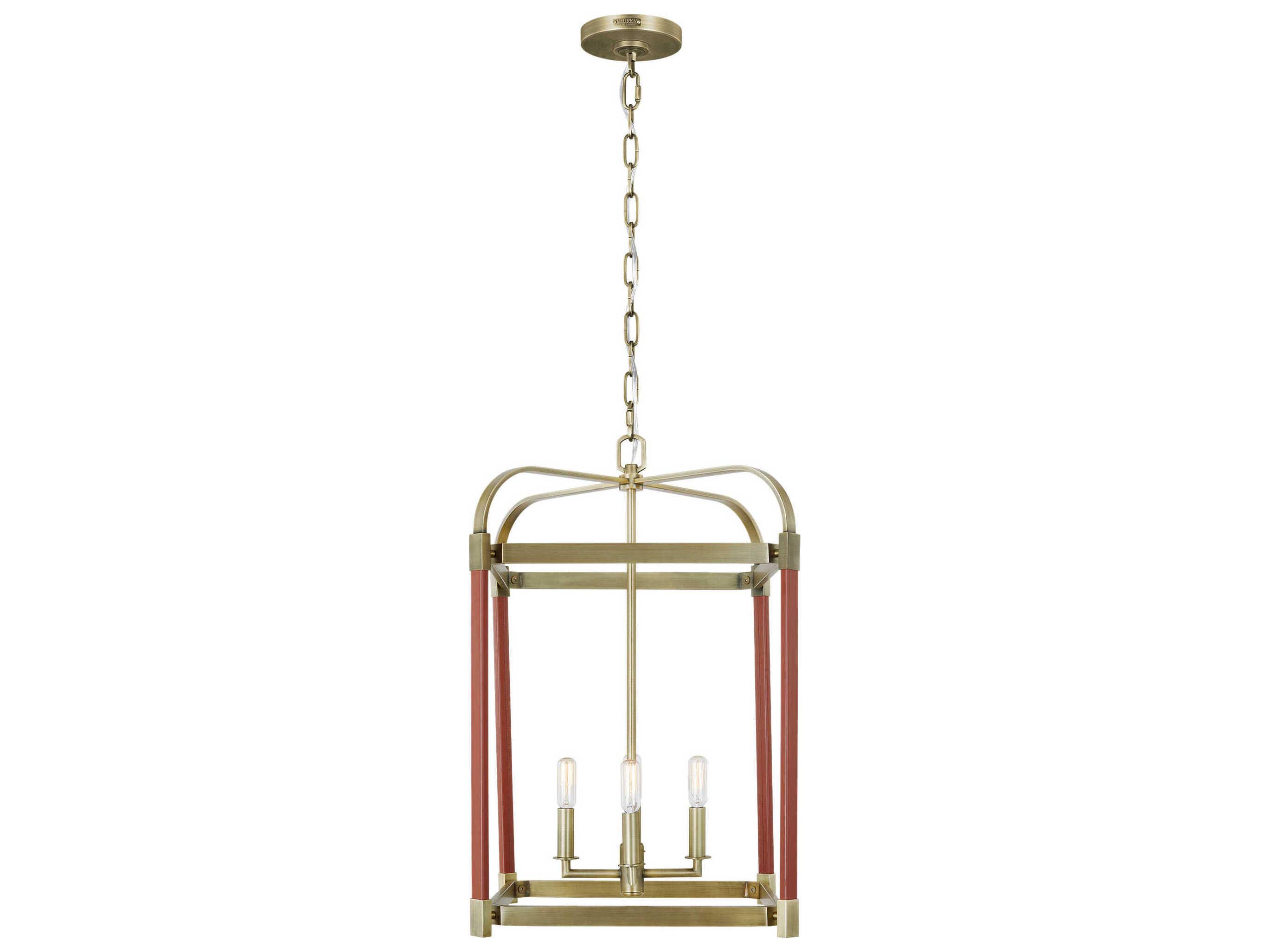 Visual Comfort Studio Hadley 4-Light Time Worn Brass Lantern Chandelier