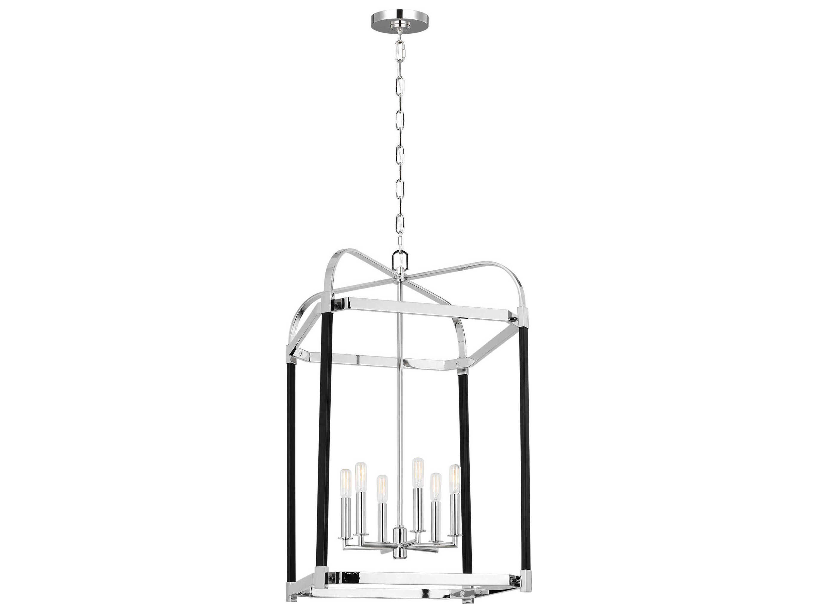 Visual Comfort Studio Hadley 6-Light Polished Nickel Lantern Chandelier