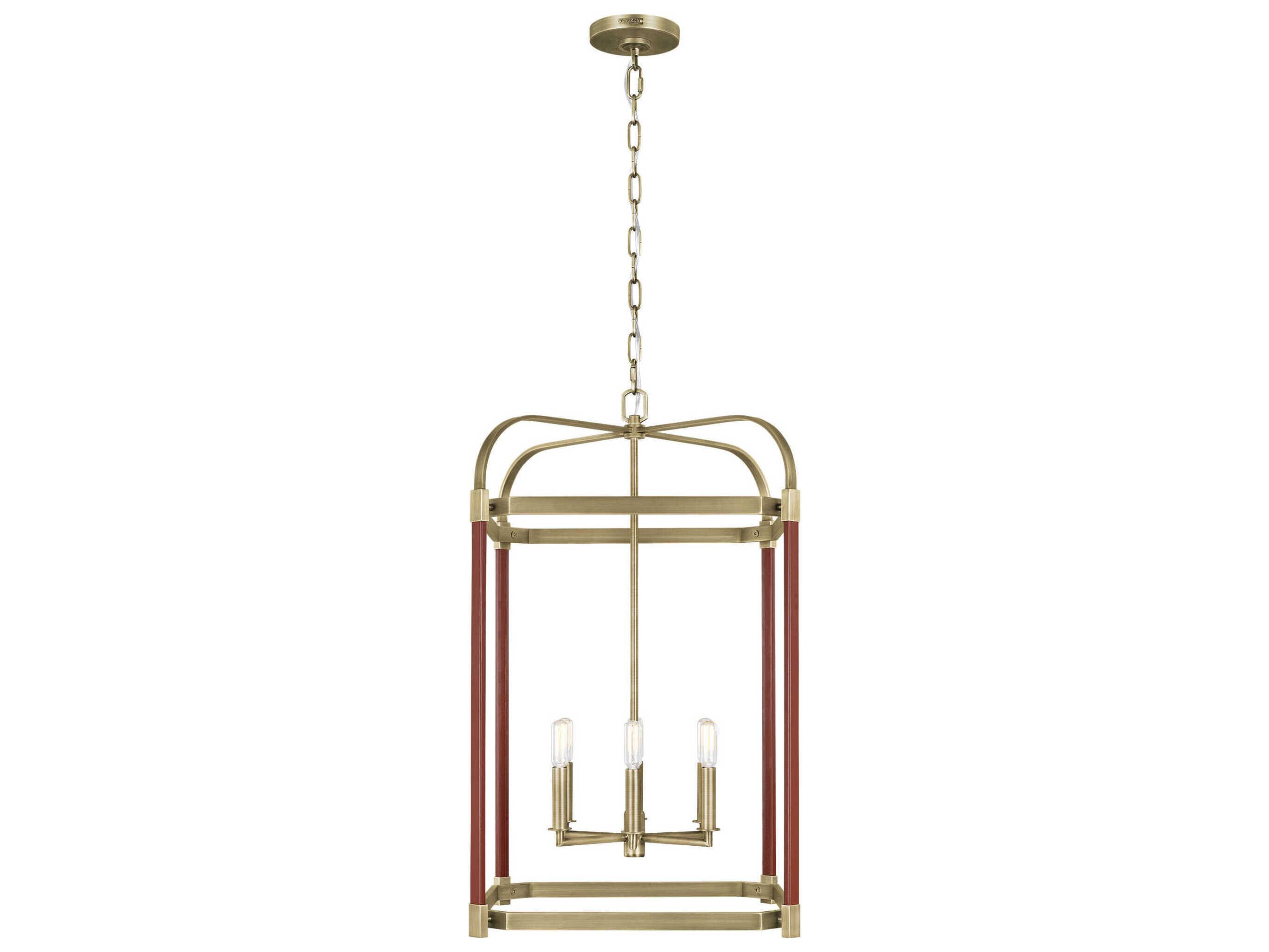 Visual Comfort Studio Hadley 6-Light Time Worn Brass Lantern Chandelier