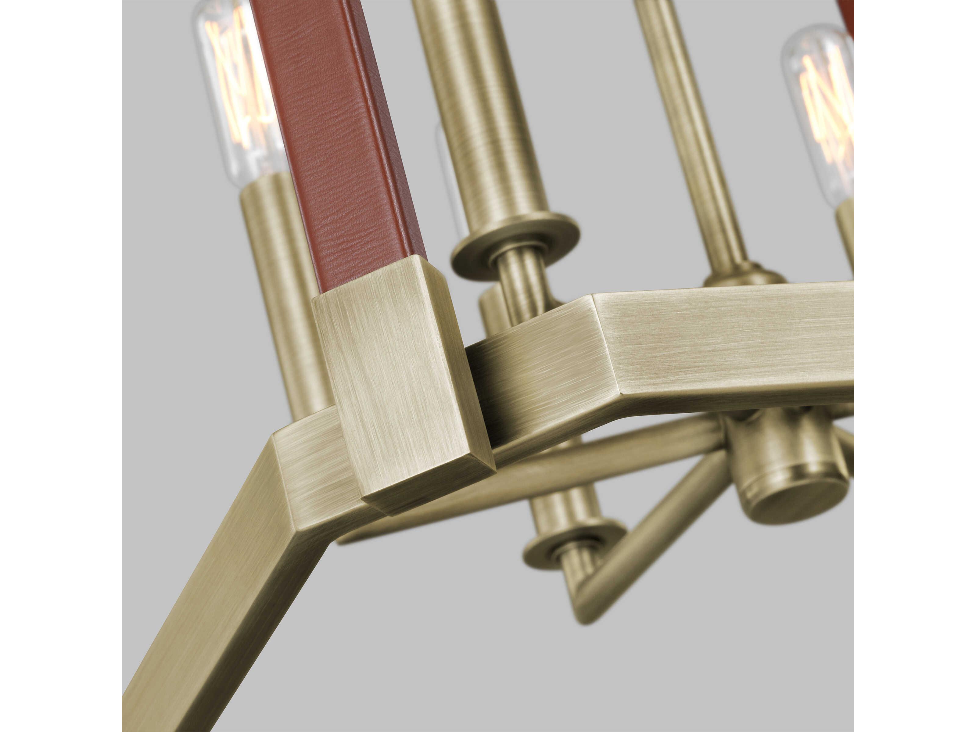 Visual Comfort Studio Hadley 6-Light Time Worn Brass Lantern Chandelier