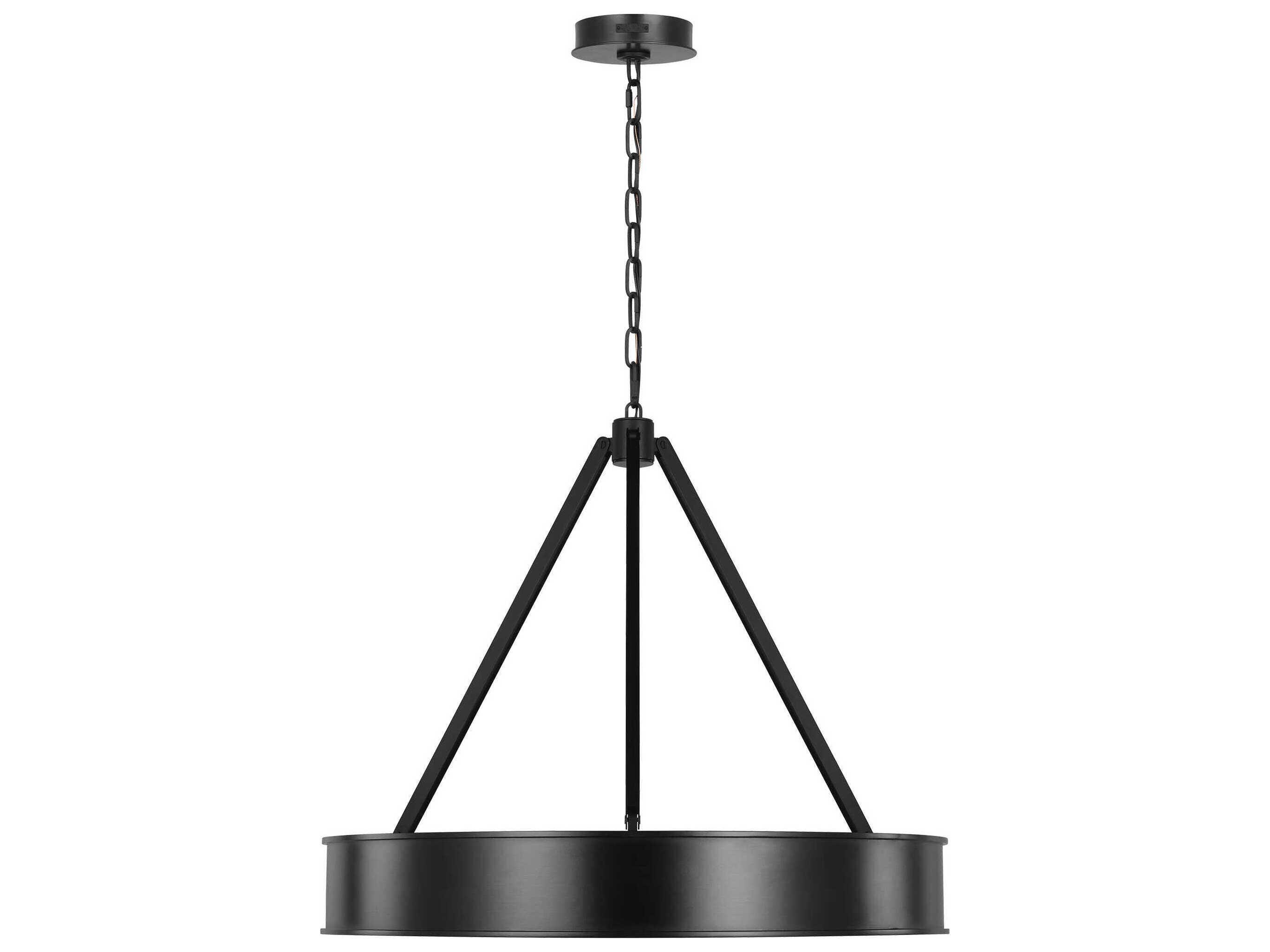 Visual Comfort Studio Leonard 1-Light Aged Iron Black Round Pendant