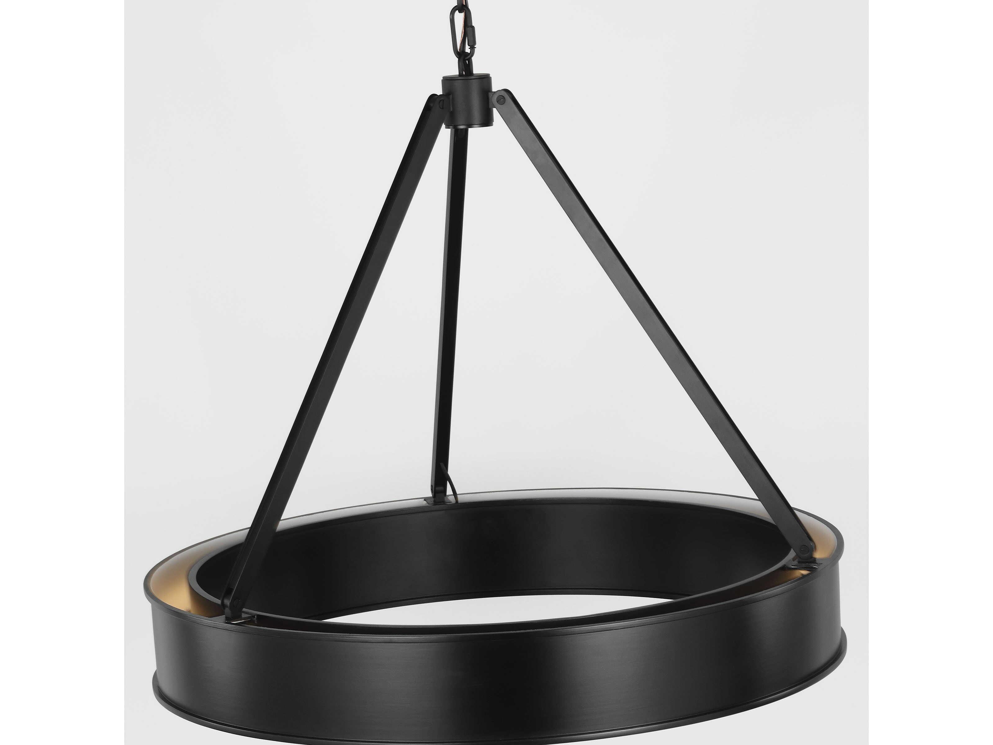 Visual Comfort Studio Leonard 1-Light Aged Iron Black Round Pendant