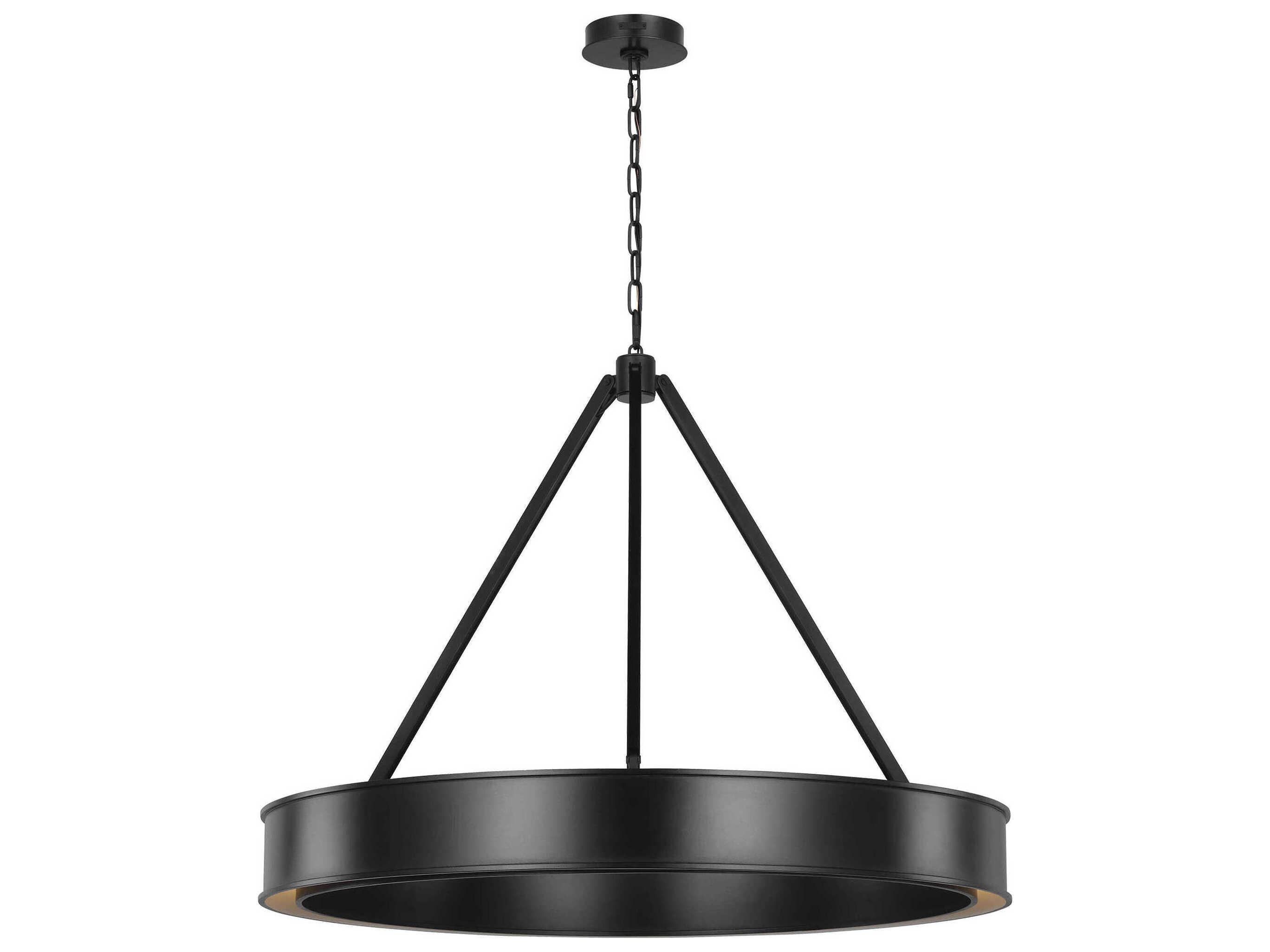 Visual Comfort Studio Leonard 1-Light Aged Iron Black Round Pendant