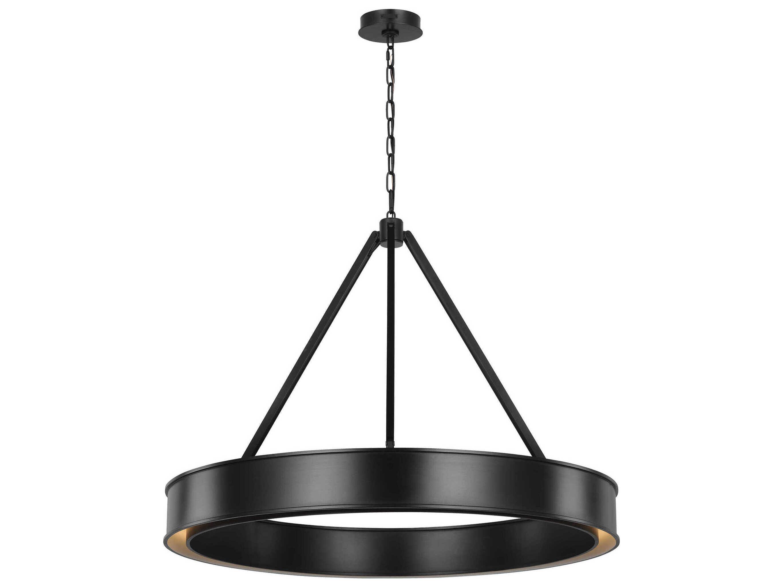 Visual Comfort Studio Leonard 1-Light Aged Iron Black Round Pendant