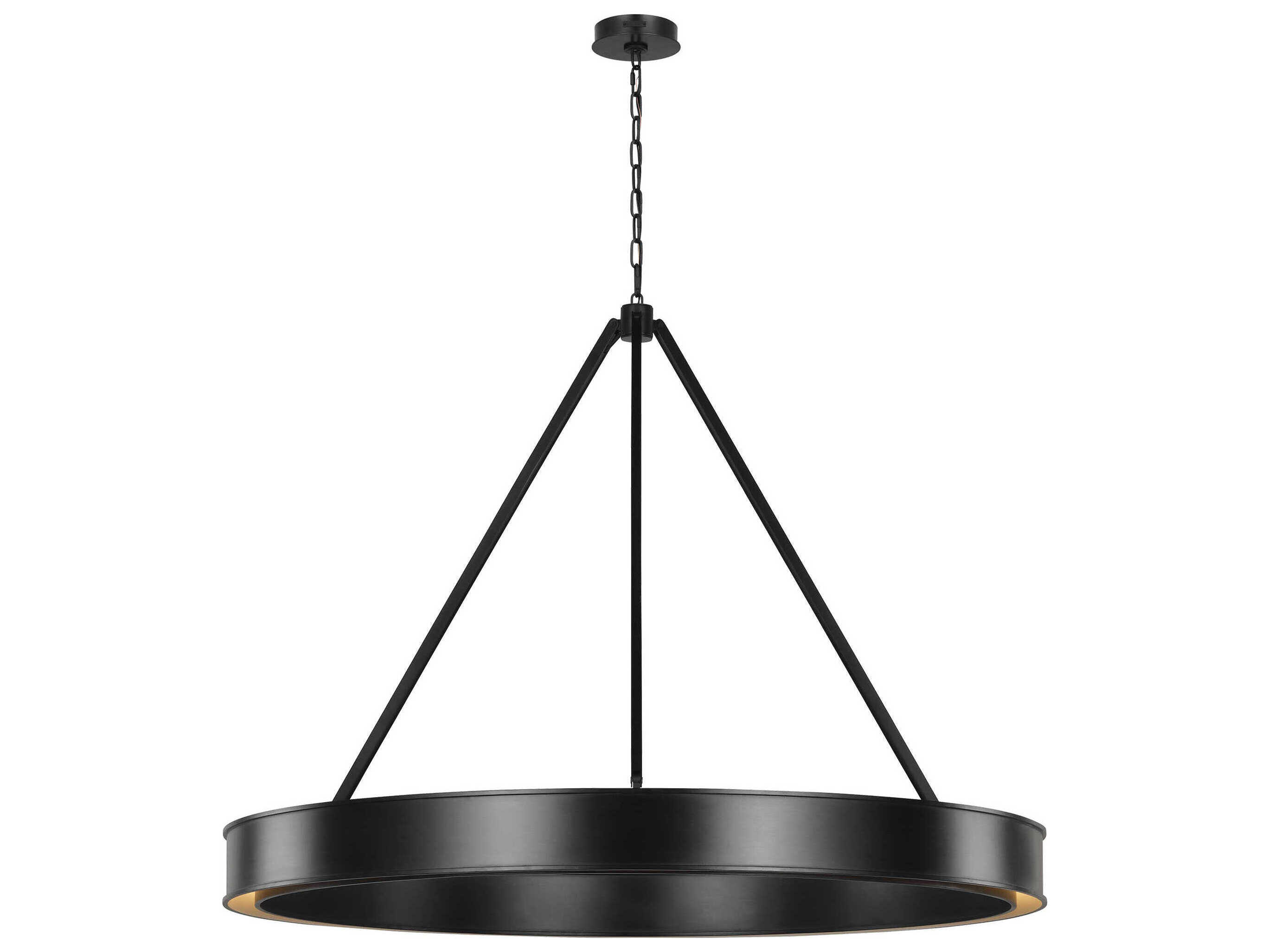 Visual Comfort Studio Leonard 1-Light Aged Iron Black Round Pendant