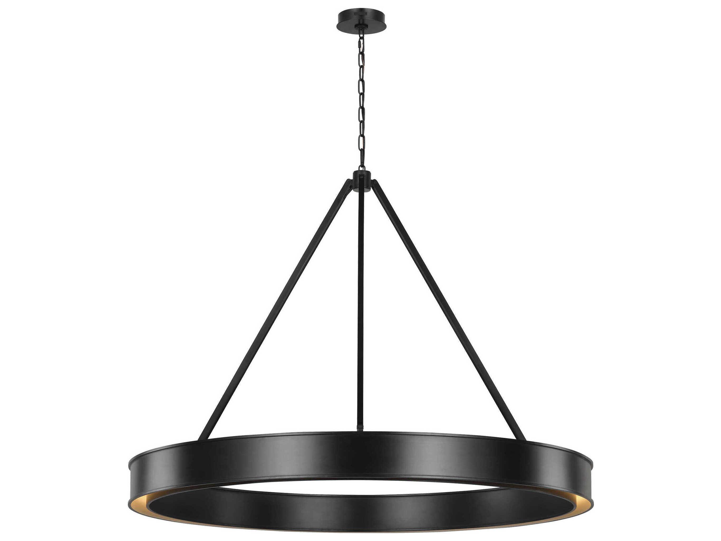 Visual Comfort Studio Leonard 1-Light Aged Iron Black Round Pendant
