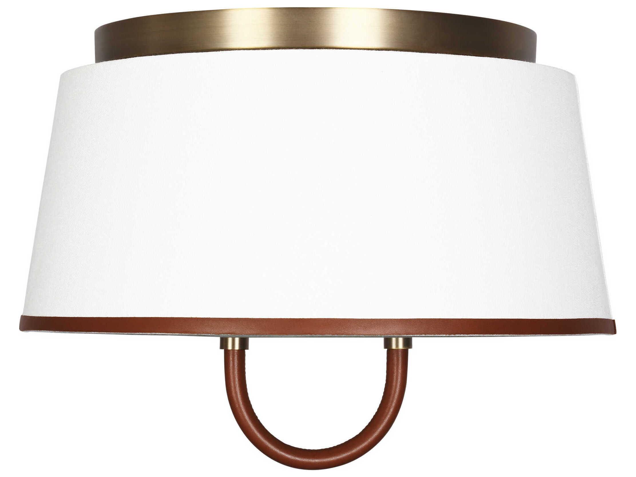 Visual Comfort Studio Katie 2-Light Time Worn Brass Drum Flush Mount