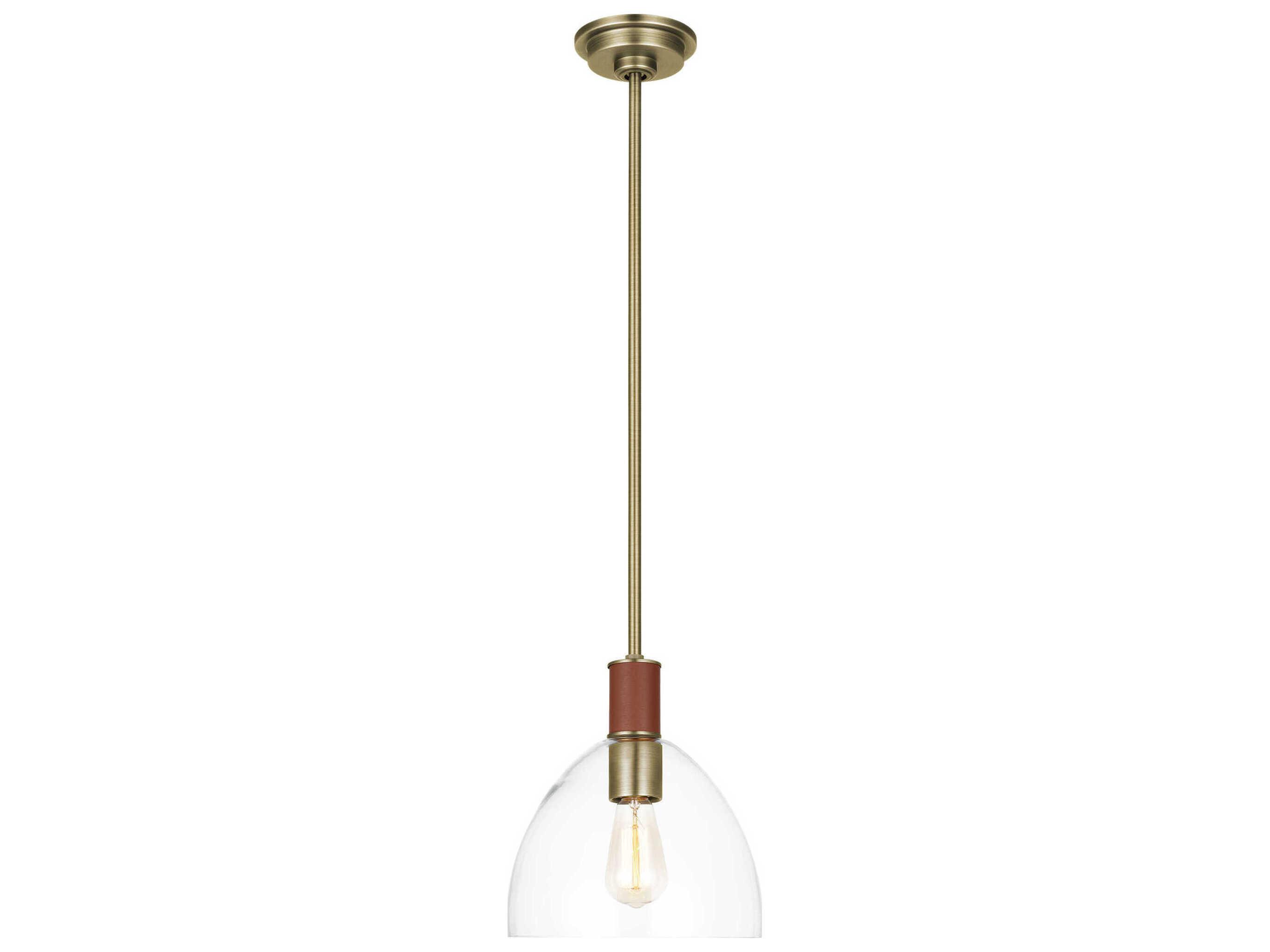 Visual Comfort Studio Hadley 1-Light Time Worn Brass Dome Mini Pendant