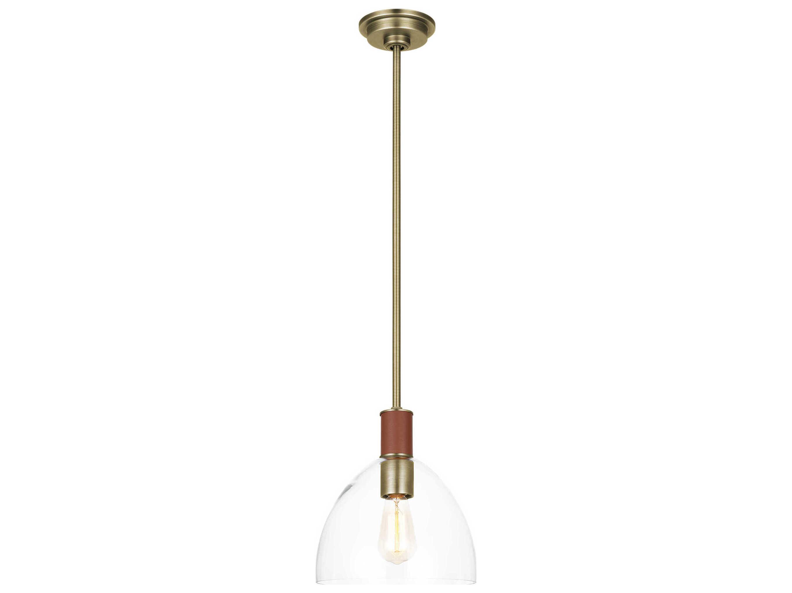 Visual Comfort Studio Hadley 1-Light Time Worn Brass Dome Mini Pendant