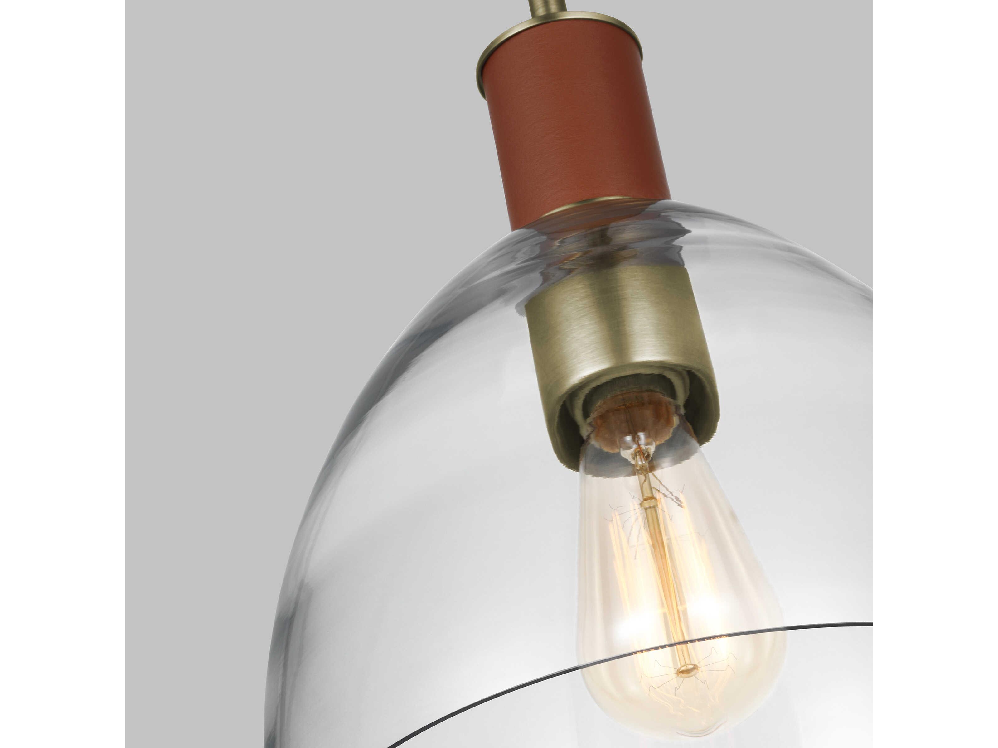 Visual Comfort Studio Hadley 1-Light Time Worn Brass Dome Mini Pendant