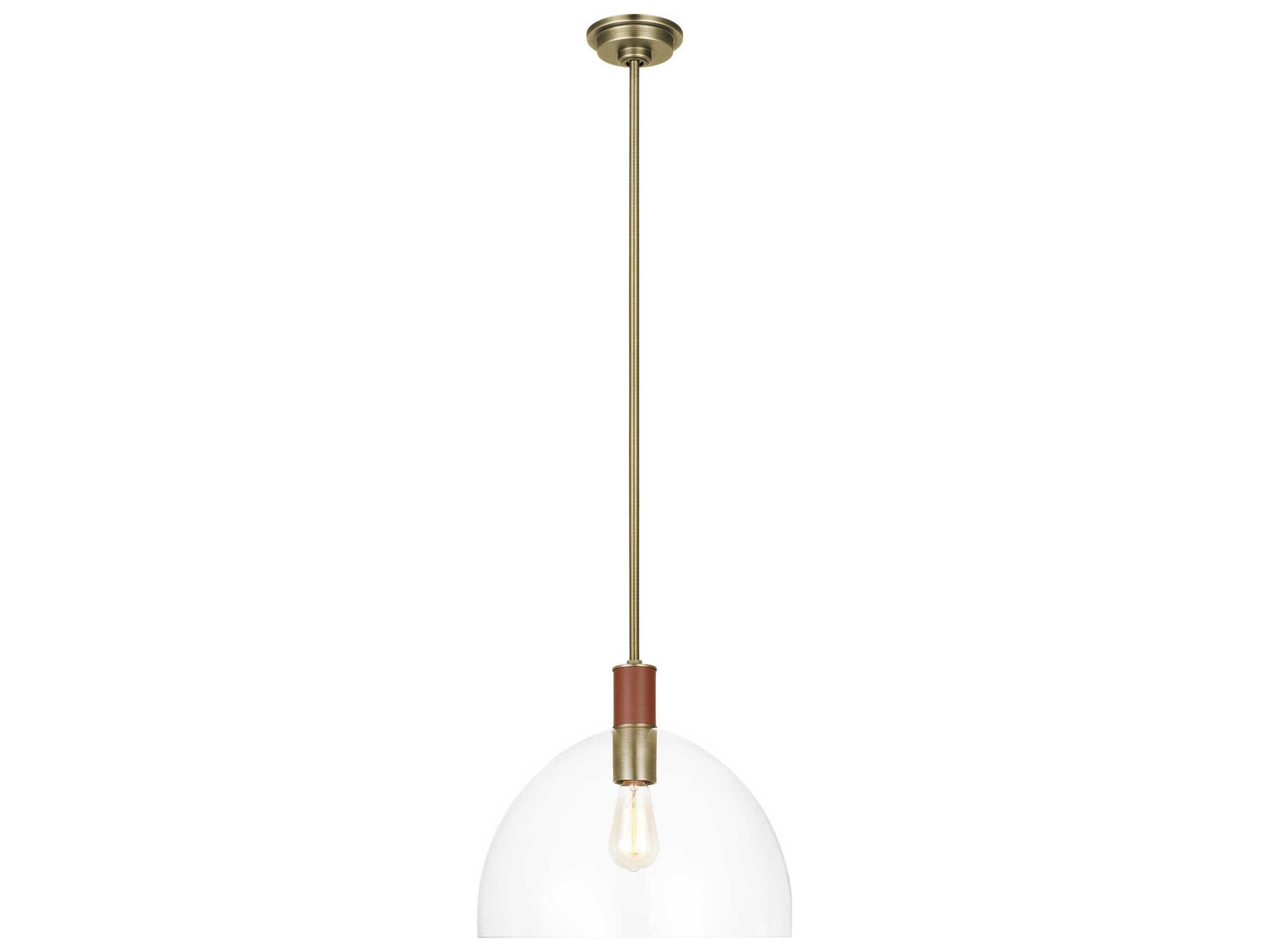 Visual Comfort Studio Hadley 1-Light Time Worn Brass Dome Pendant