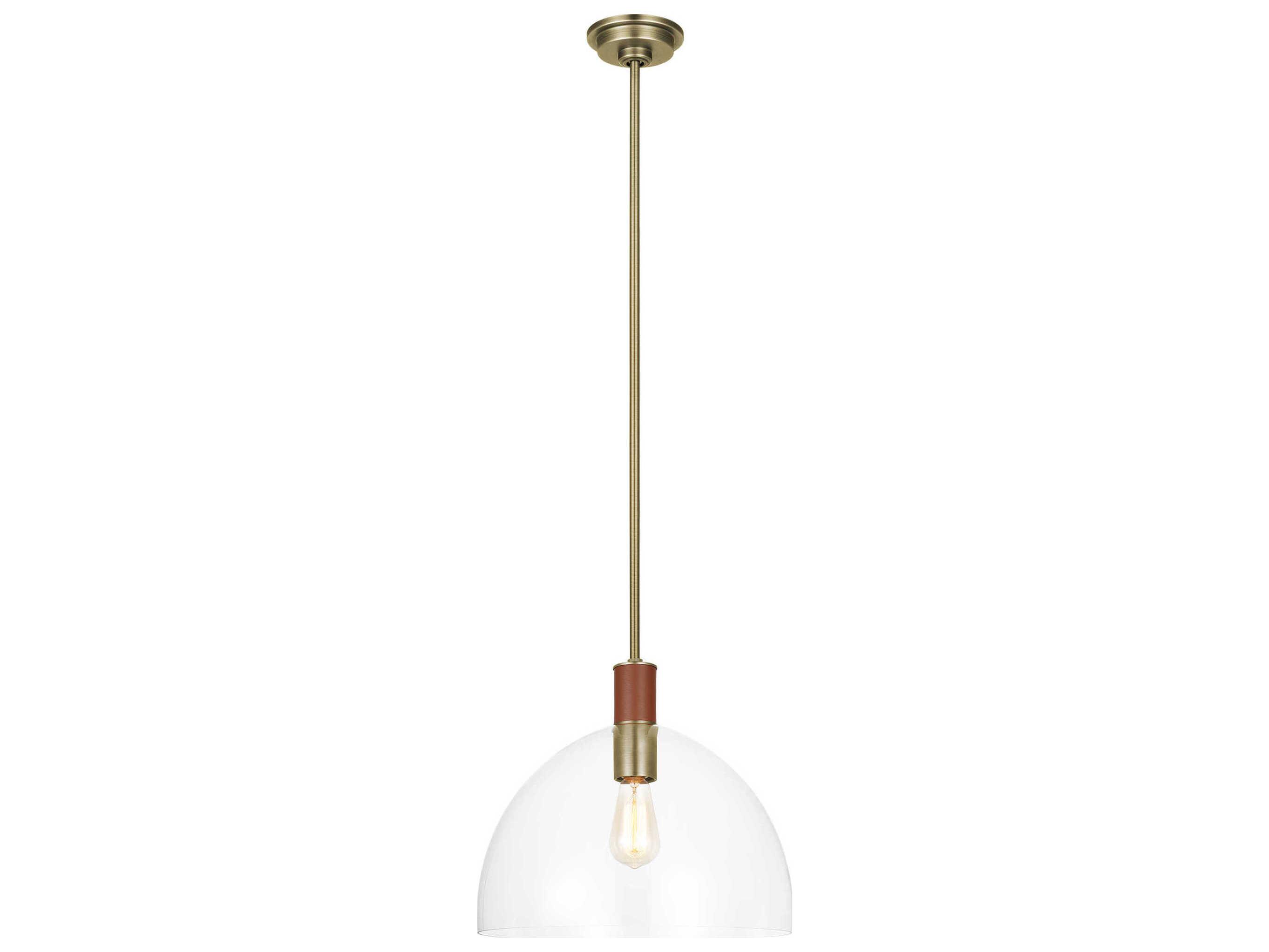 Visual Comfort Studio Hadley 1-Light Time Worn Brass Dome Pendant