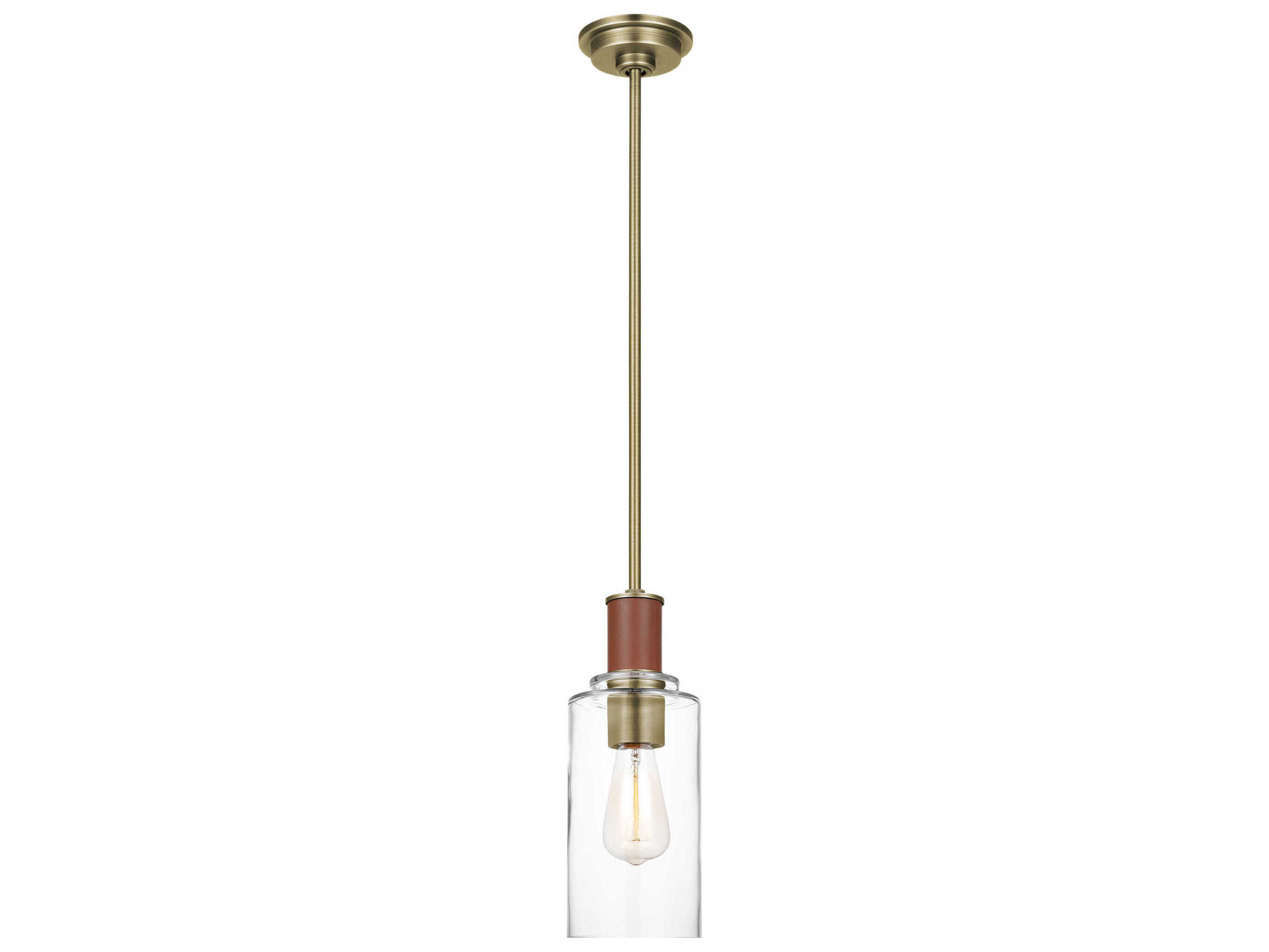 Visual Comfort Studio Hadley 1-Light Time Worn Brass Cylinder Mini Pendant