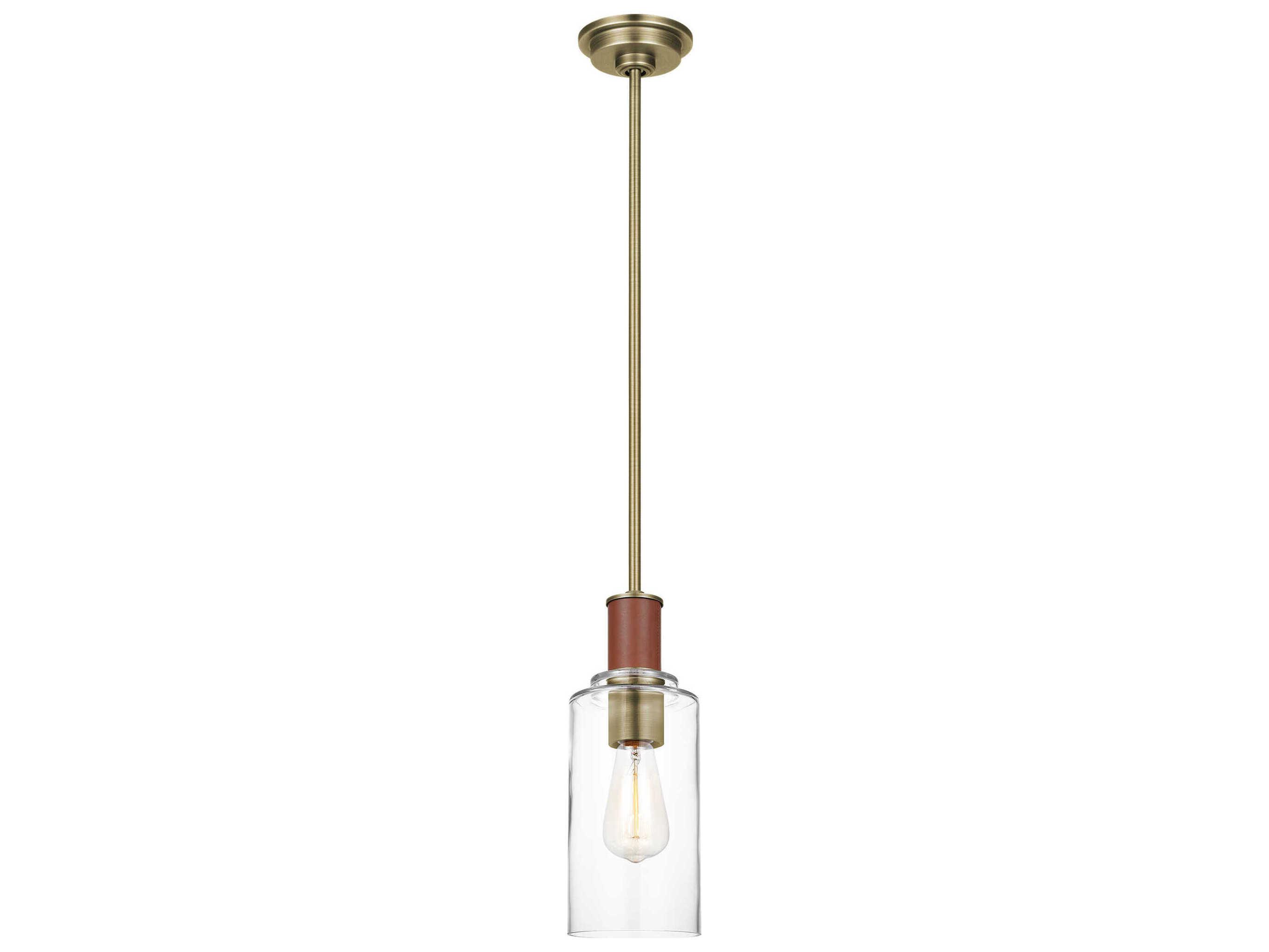 Visual Comfort Studio Hadley 1-Light Time Worn Brass Cylinder Mini Pendant