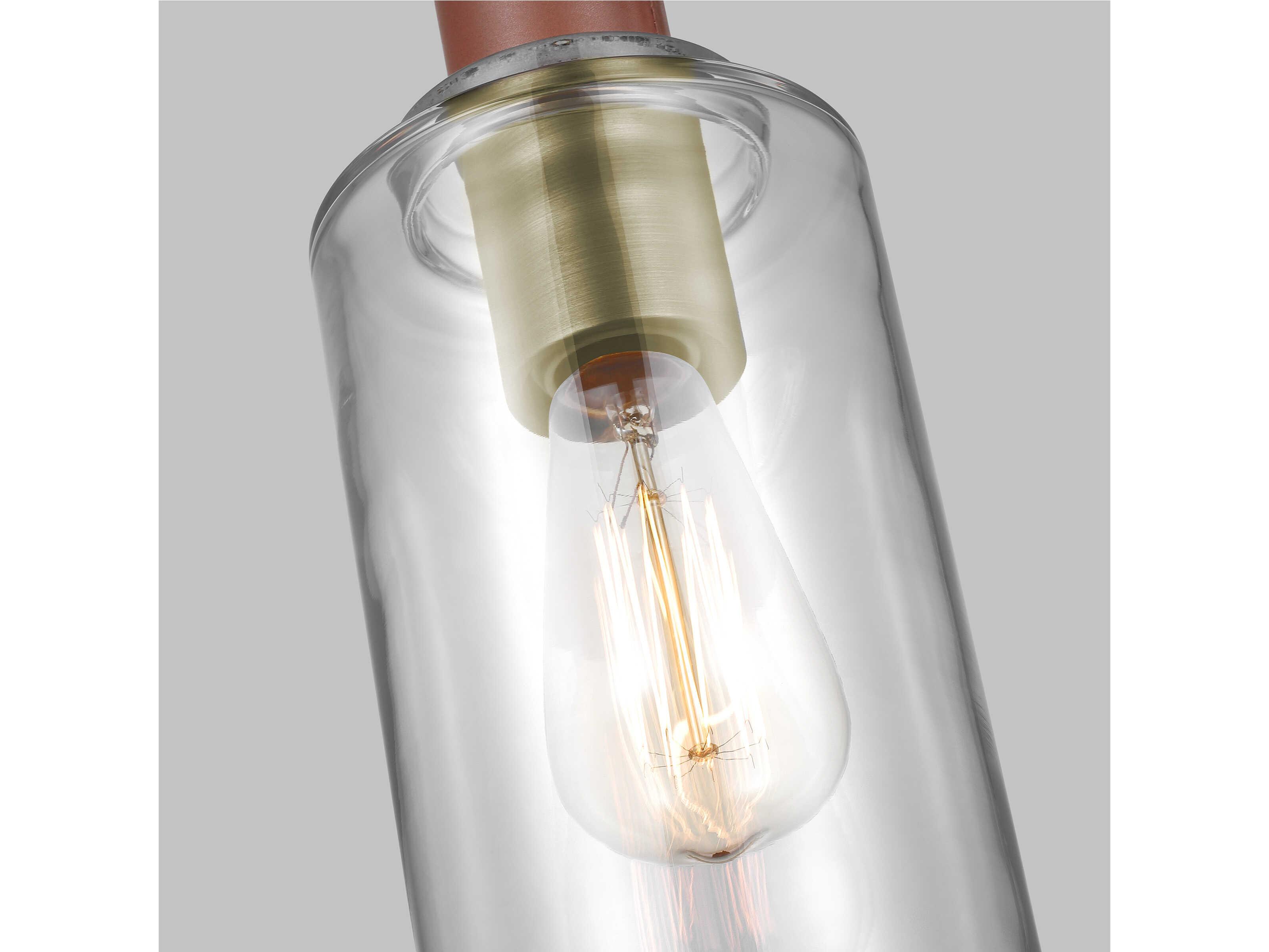 Visual Comfort Studio Hadley 1-Light Time Worn Brass Cylinder Mini Pendant