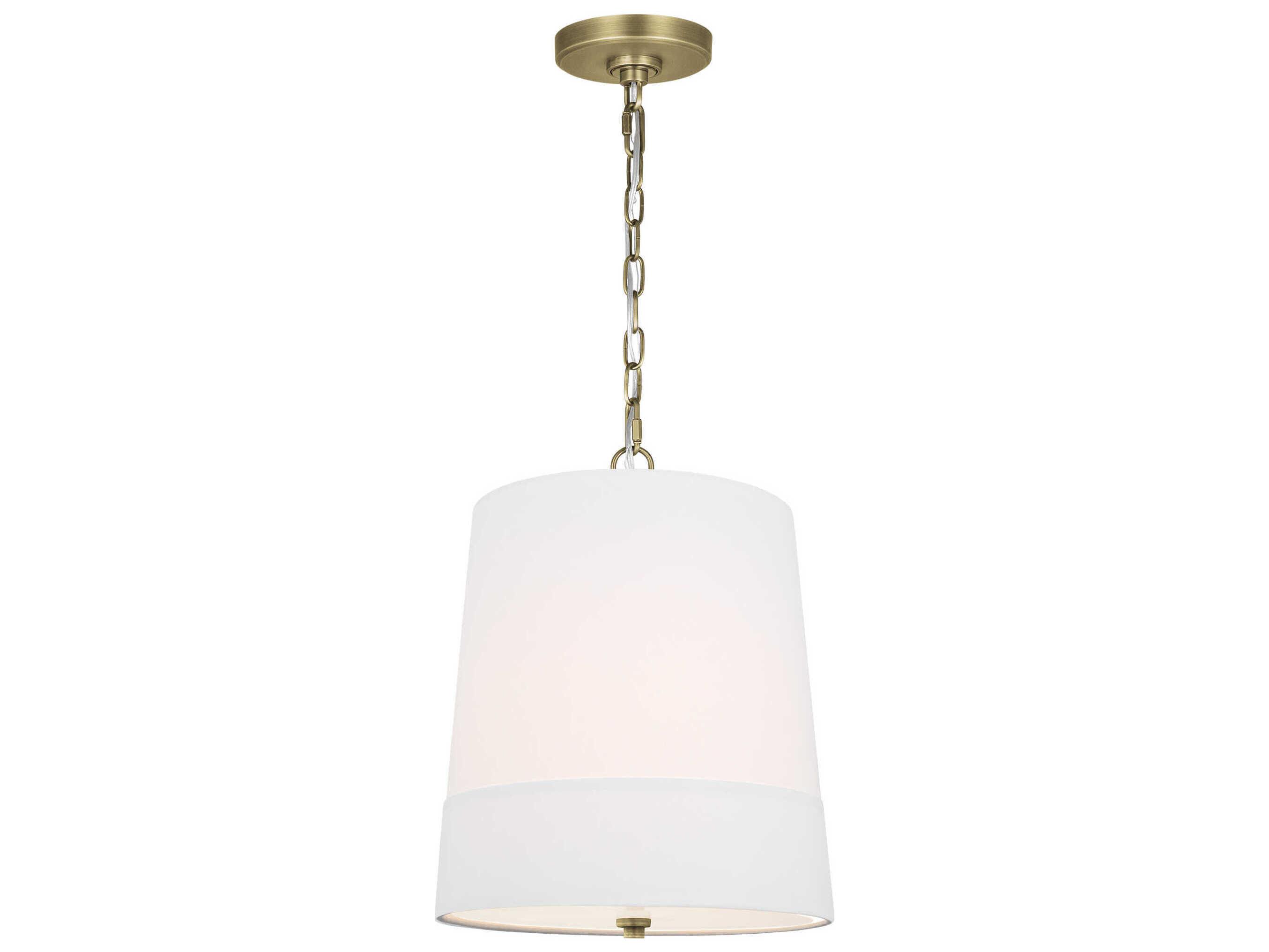 Visual Comfort Studio Ivie 1-Light Time Worn Brass Drum Mini Pendant