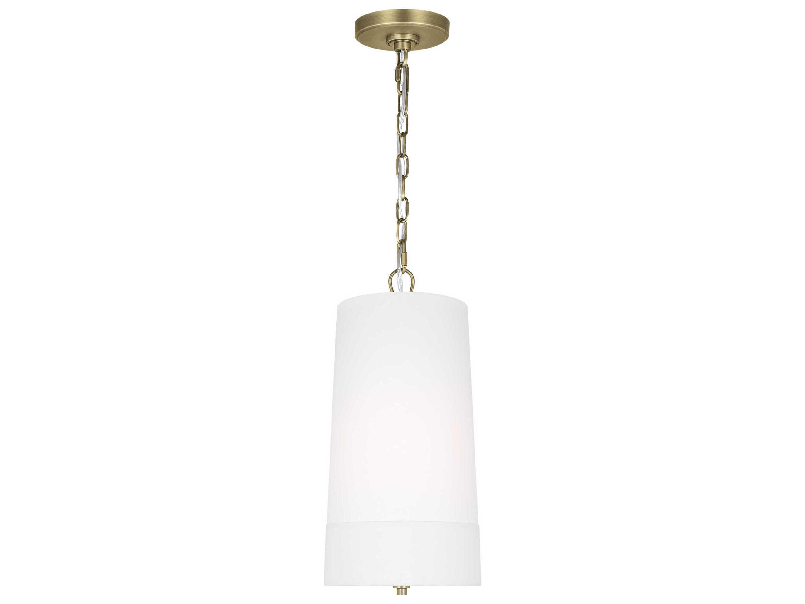 Visual Comfort Studio Ivie 1-Light Time Worn Brass Cylinder Mini Pendant