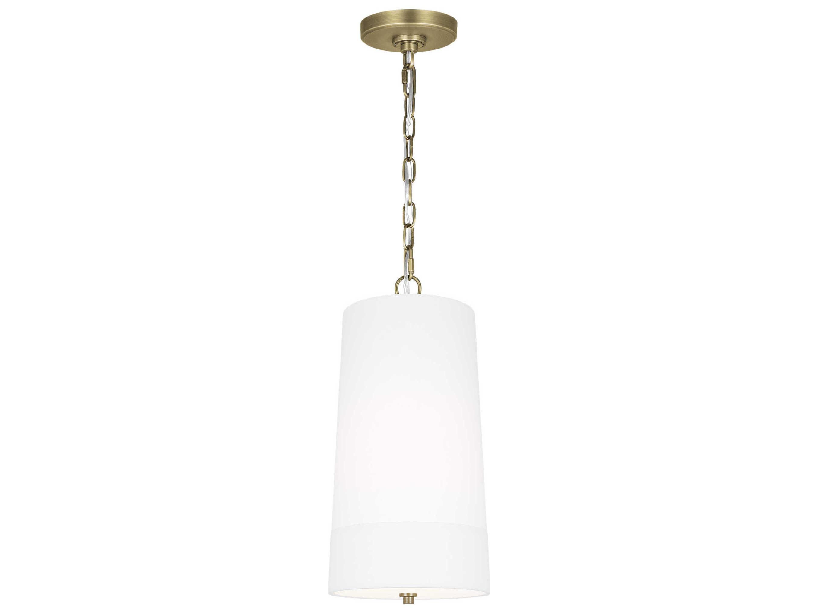 Visual Comfort Studio Ivie 1-Light Time Worn Brass Cylinder Mini Pendant