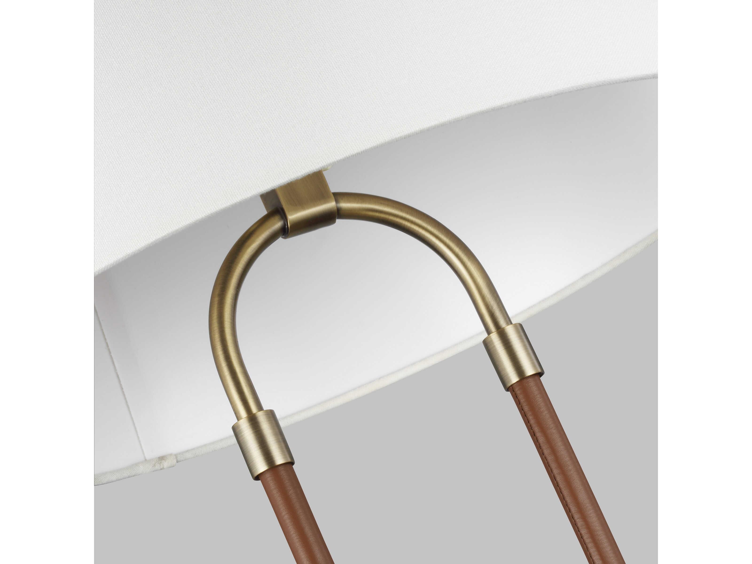 Visual Comfort Studio Katie Time Worn Brass White Linen Fabric Buffet Lamp