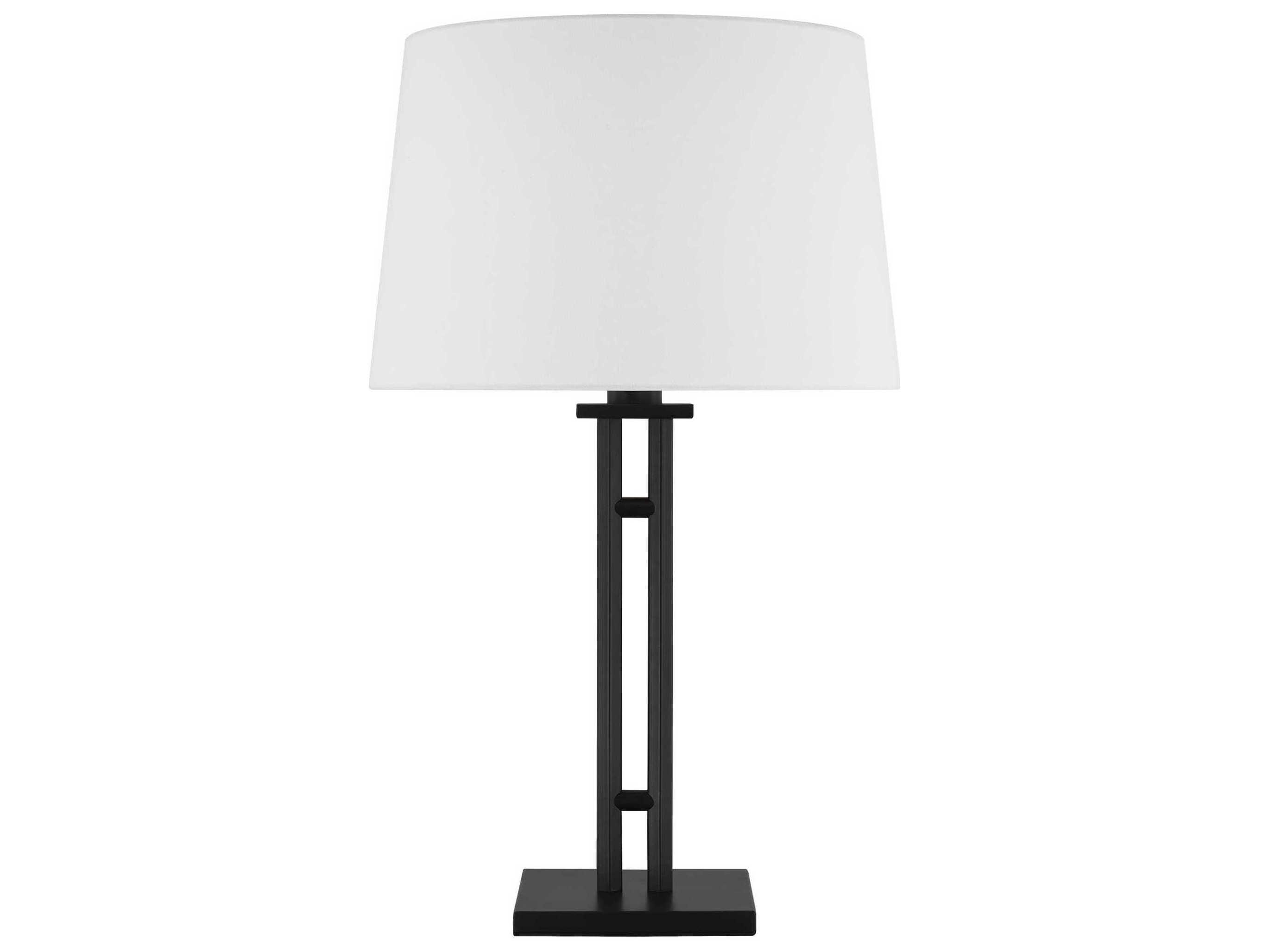 Visual Comfort Studio Haddon Aged Iron White Linen Black Buffet Lamp