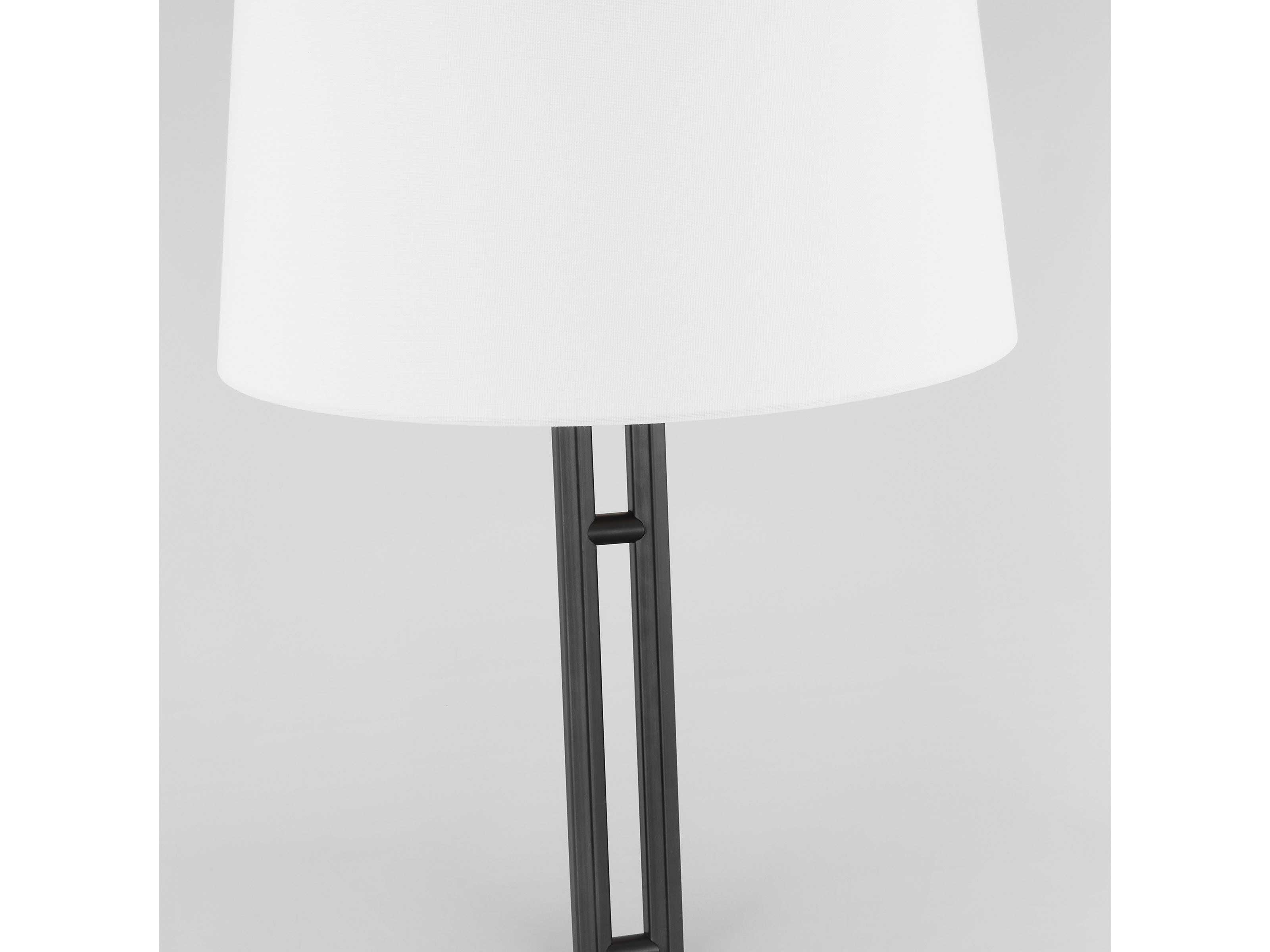 Visual Comfort Studio Haddon Aged Iron White Linen Black Buffet Lamp
