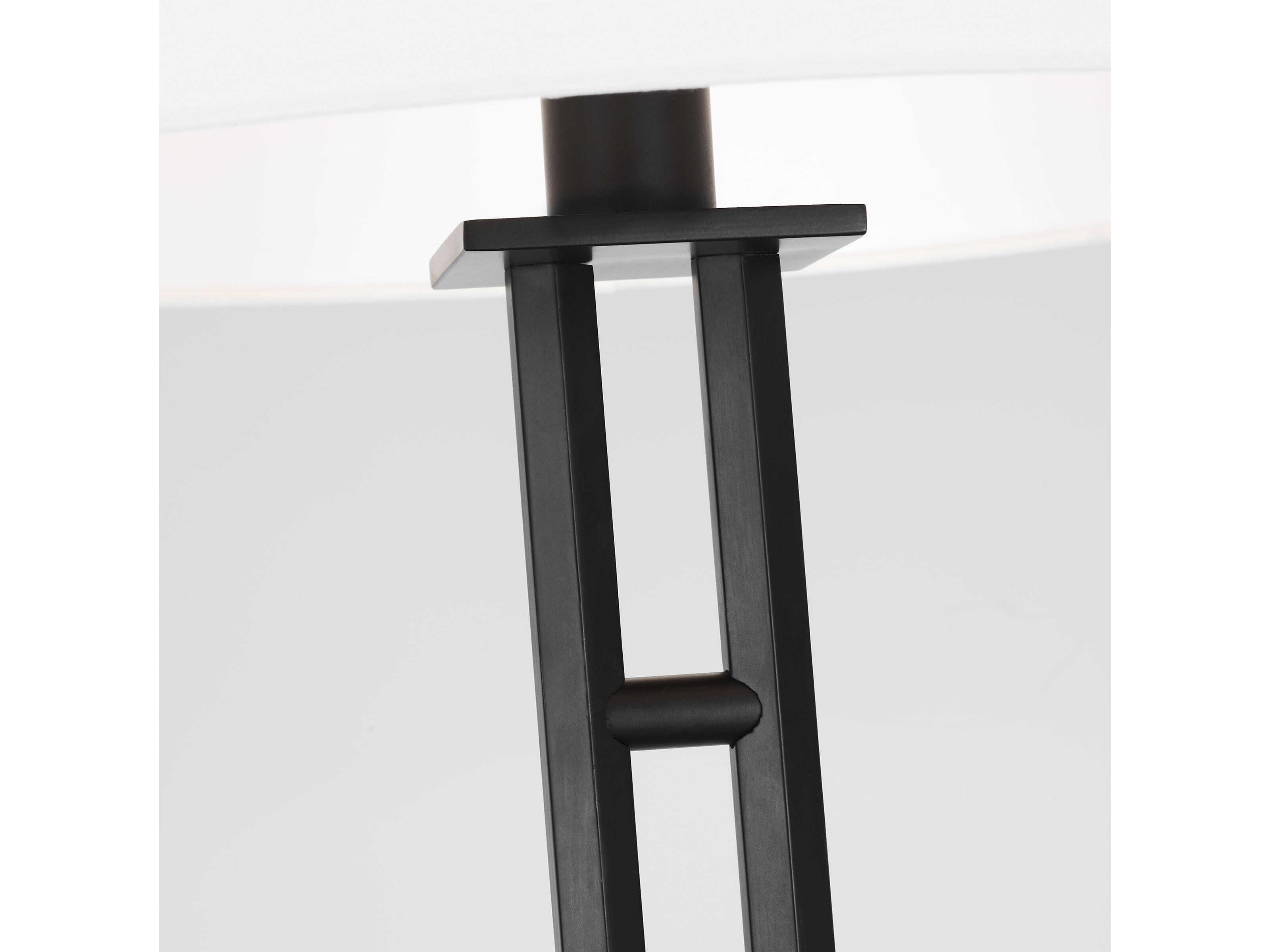 Visual Comfort Studio Haddon Aged Iron White Linen Black Floor Lamp