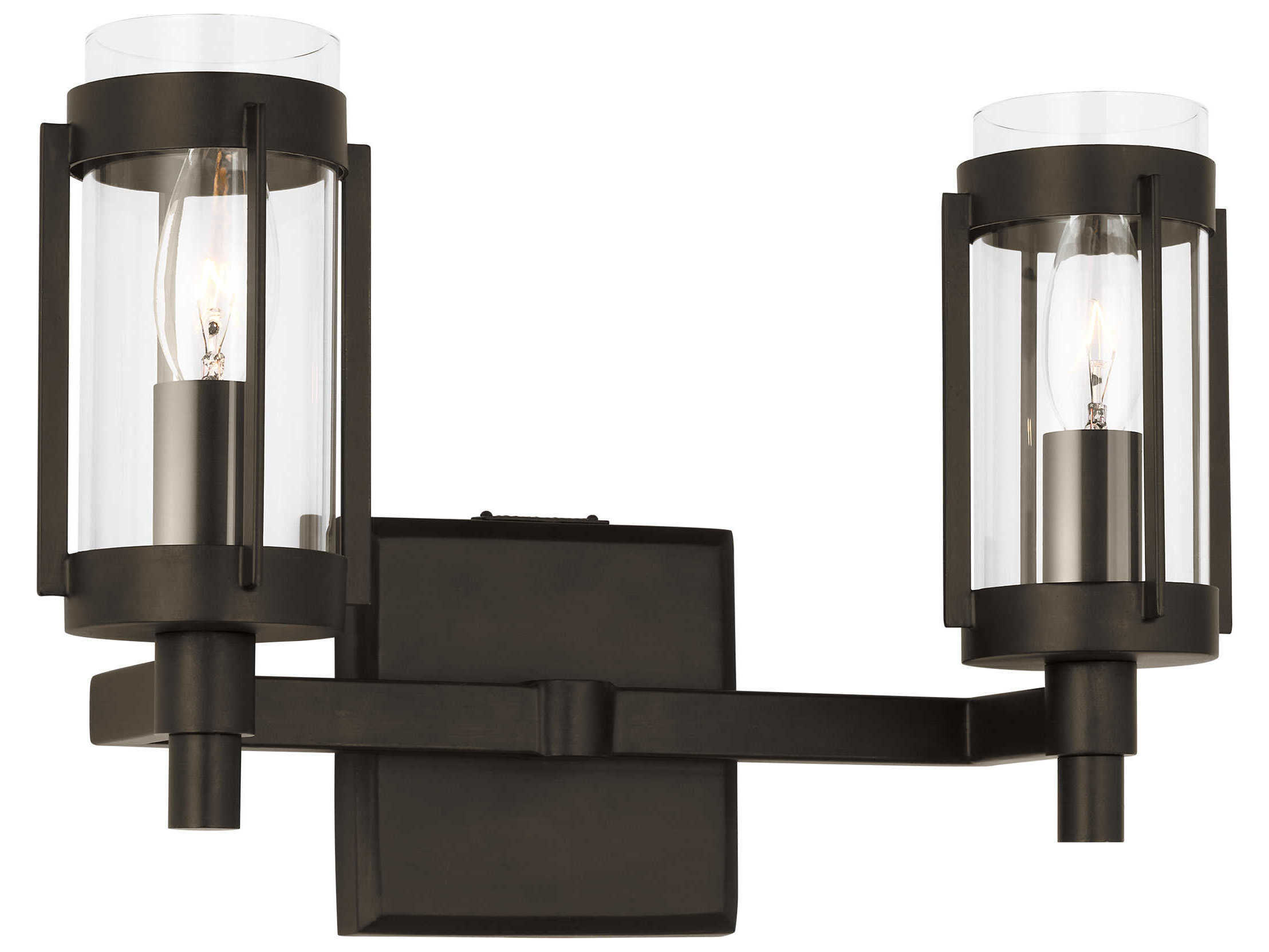 Visual Comfort Studio Flynn 2-Light Aged Iron Black Vanity Light