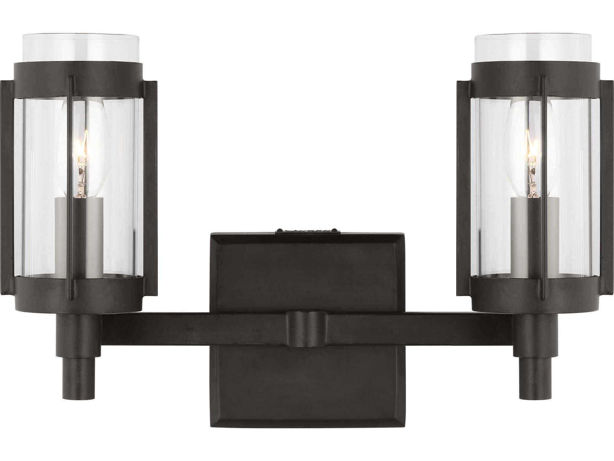 Visual Comfort Studio Flynn 2-Light Aged Iron Black Vanity Light
