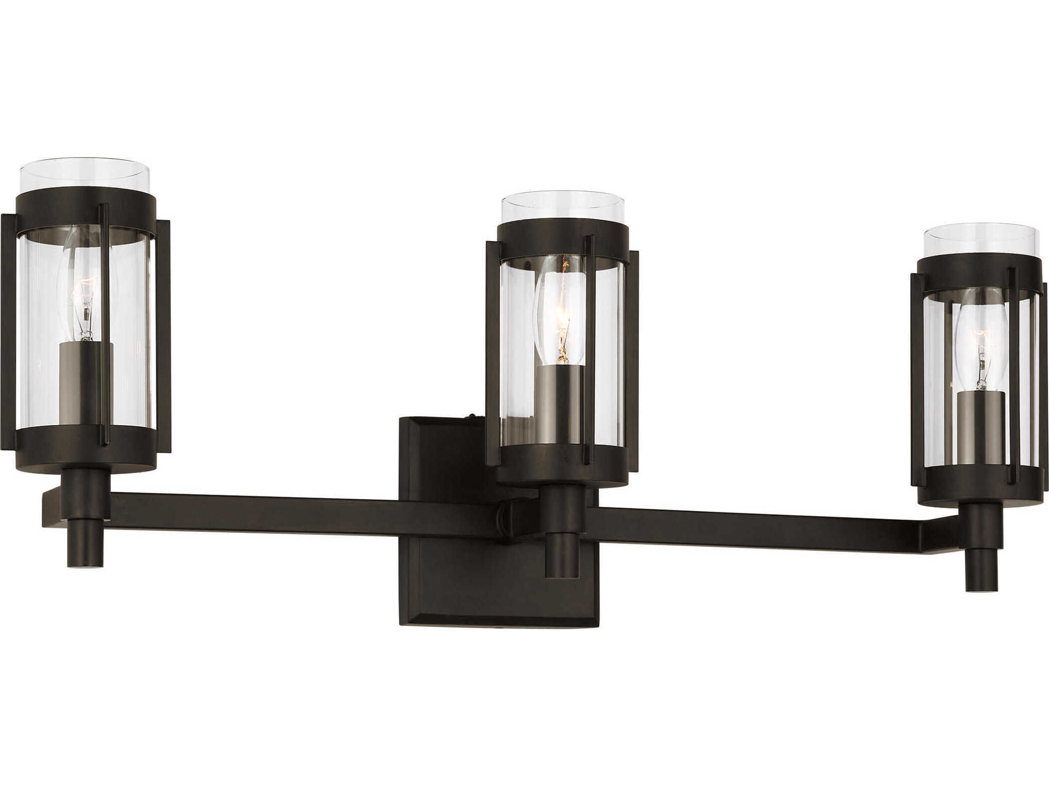 Visual Comfort Studio Flynn 3-Light Aged Iron Black Vanity Light