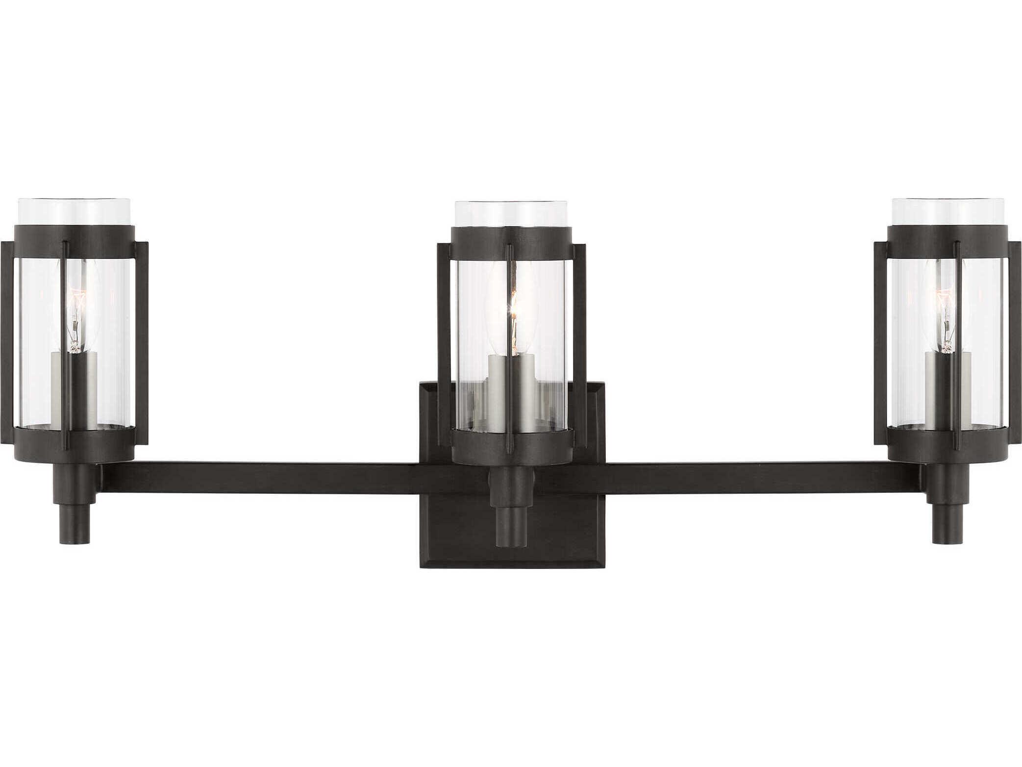 Visual Comfort Studio Flynn 3-Light Aged Iron Black Vanity Light