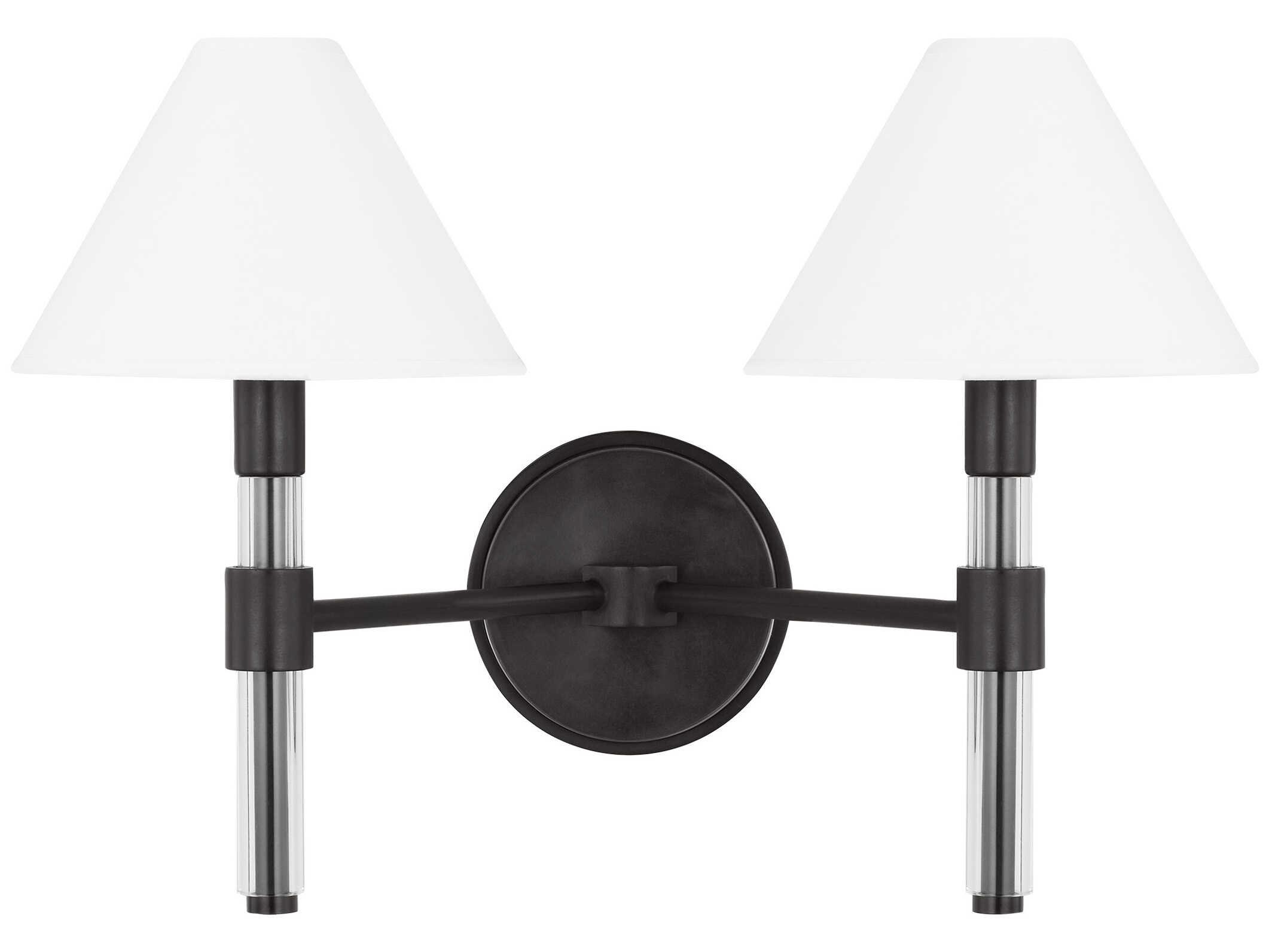 Visual Comfort Studio Robert 2-Light Aged Iron Black Vanity Light