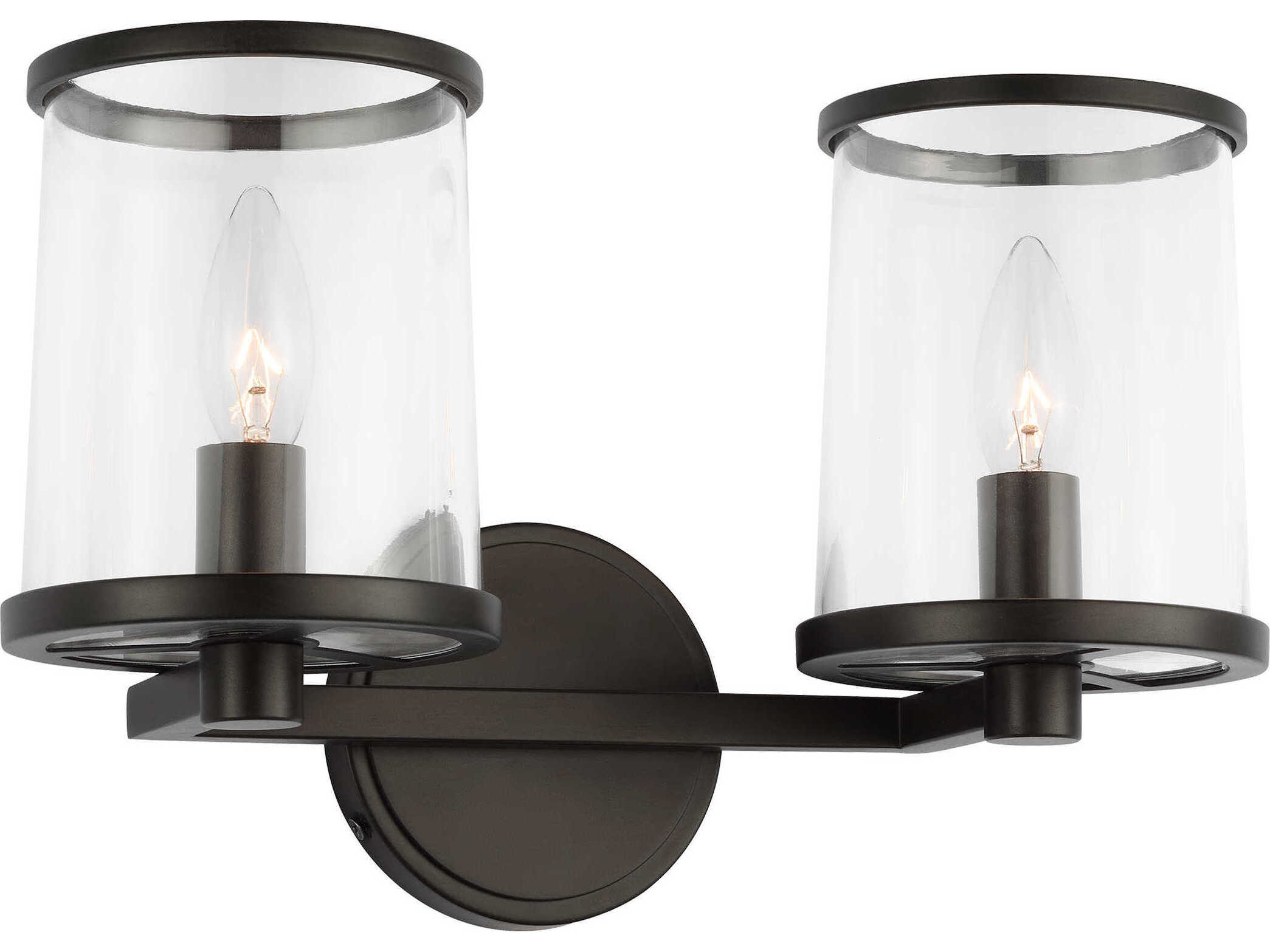 Visual Comfort Studio Reynolds 2-Light Aged Iron Black Vanity Light