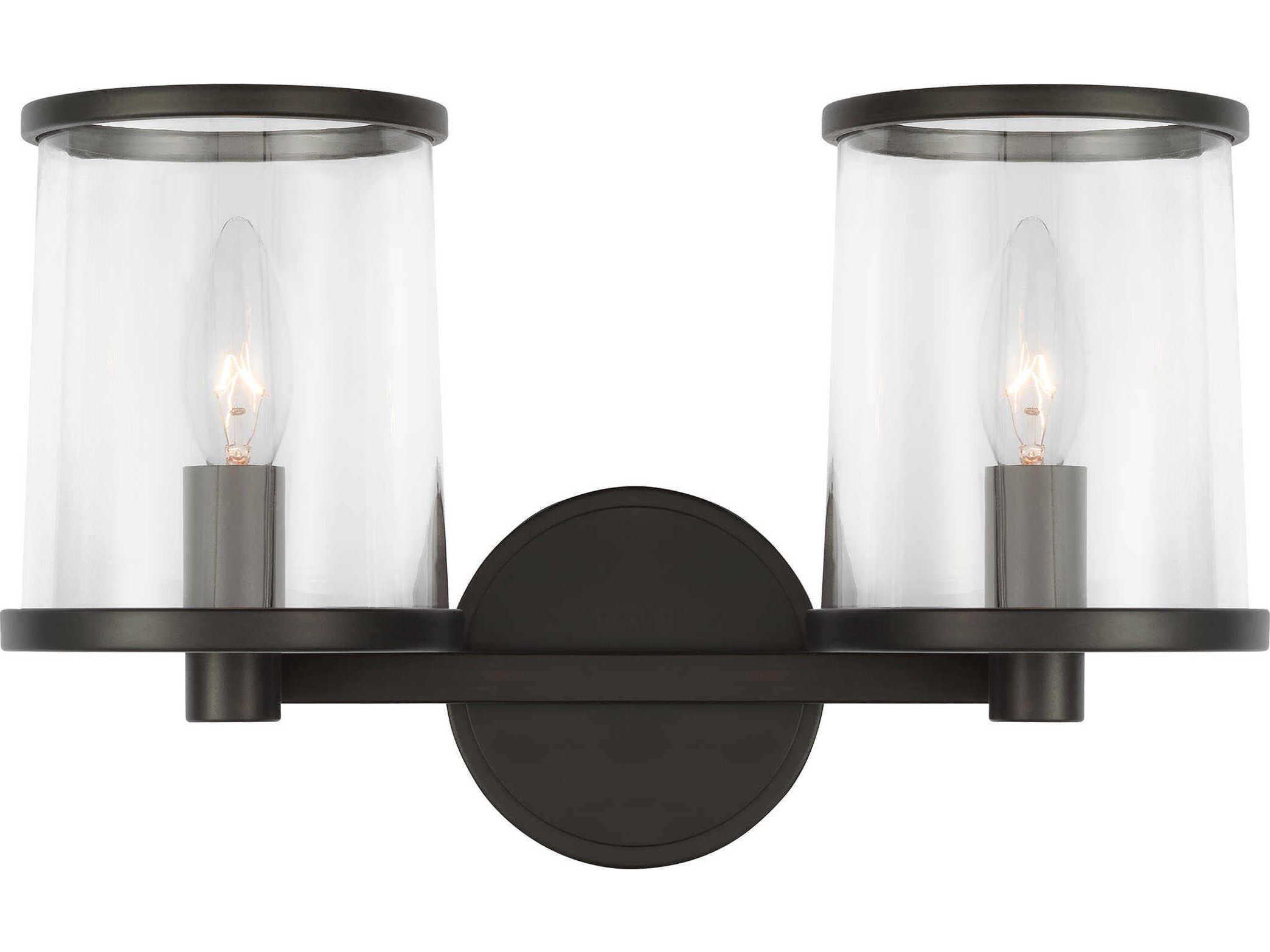 Visual Comfort Studio Reynolds 2-Light Aged Iron Black Vanity Light