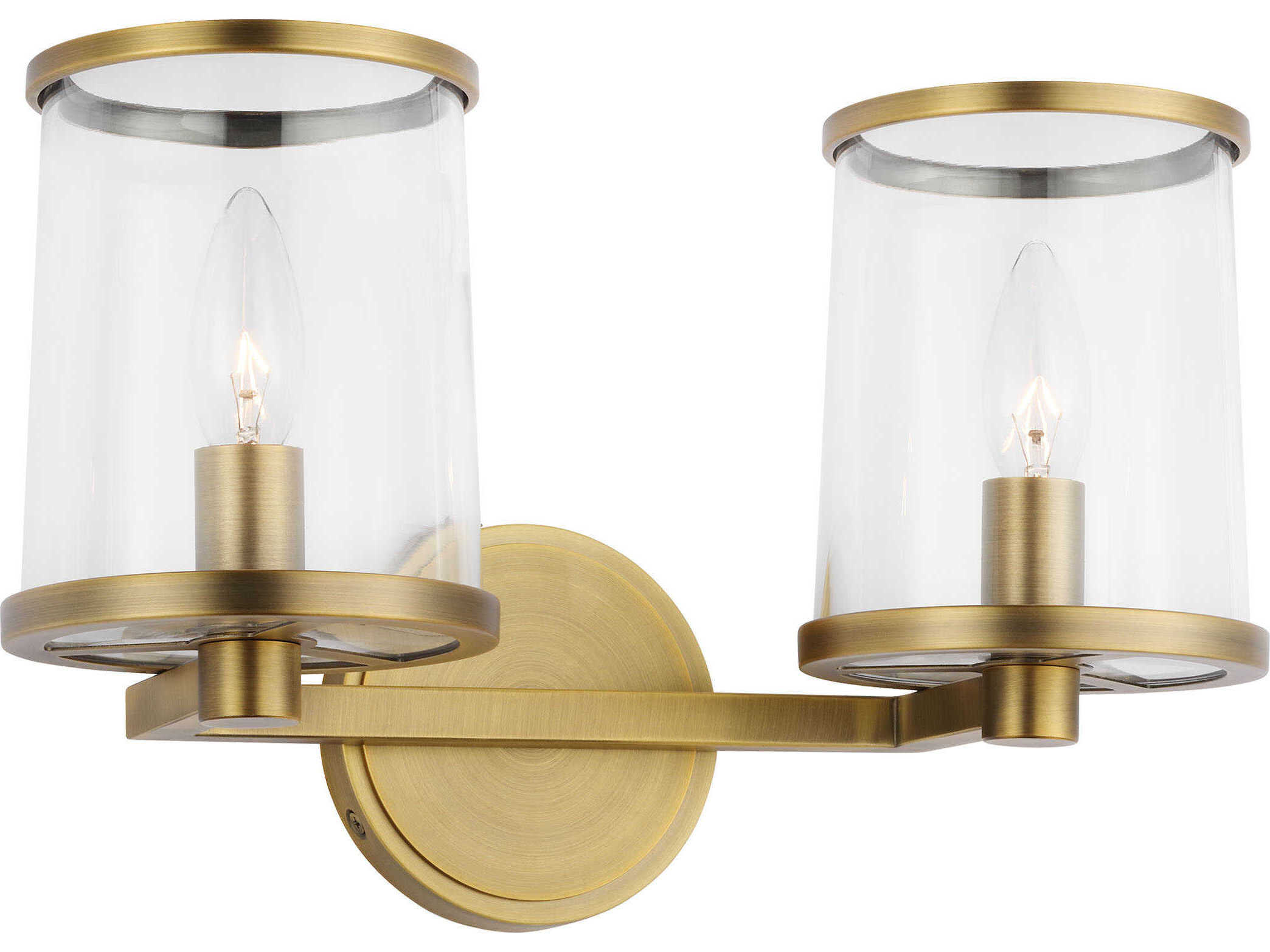 Visual Comfort Studio Reynolds 2-Light Time Worn Brass Vanity Light