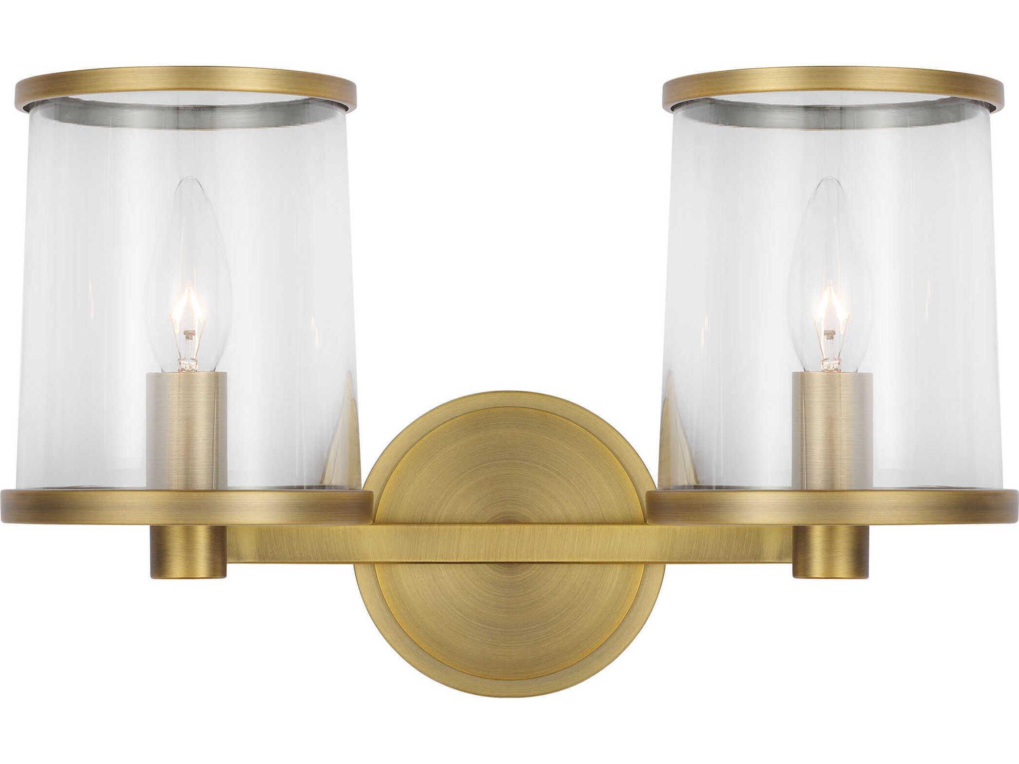 Visual Comfort Studio Reynolds 2-Light Time Worn Brass Vanity Light