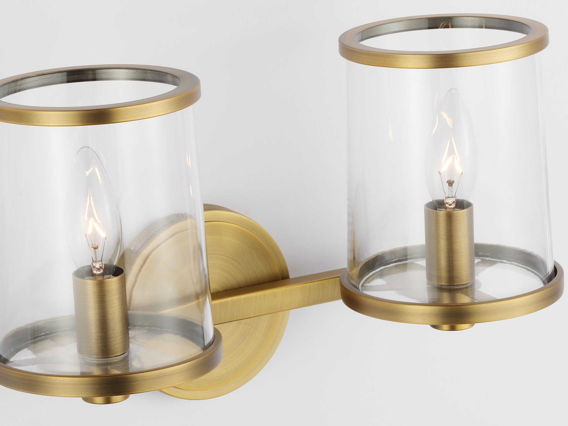 Visual Comfort Studio Reynolds 2-Light Time Worn Brass Vanity Light