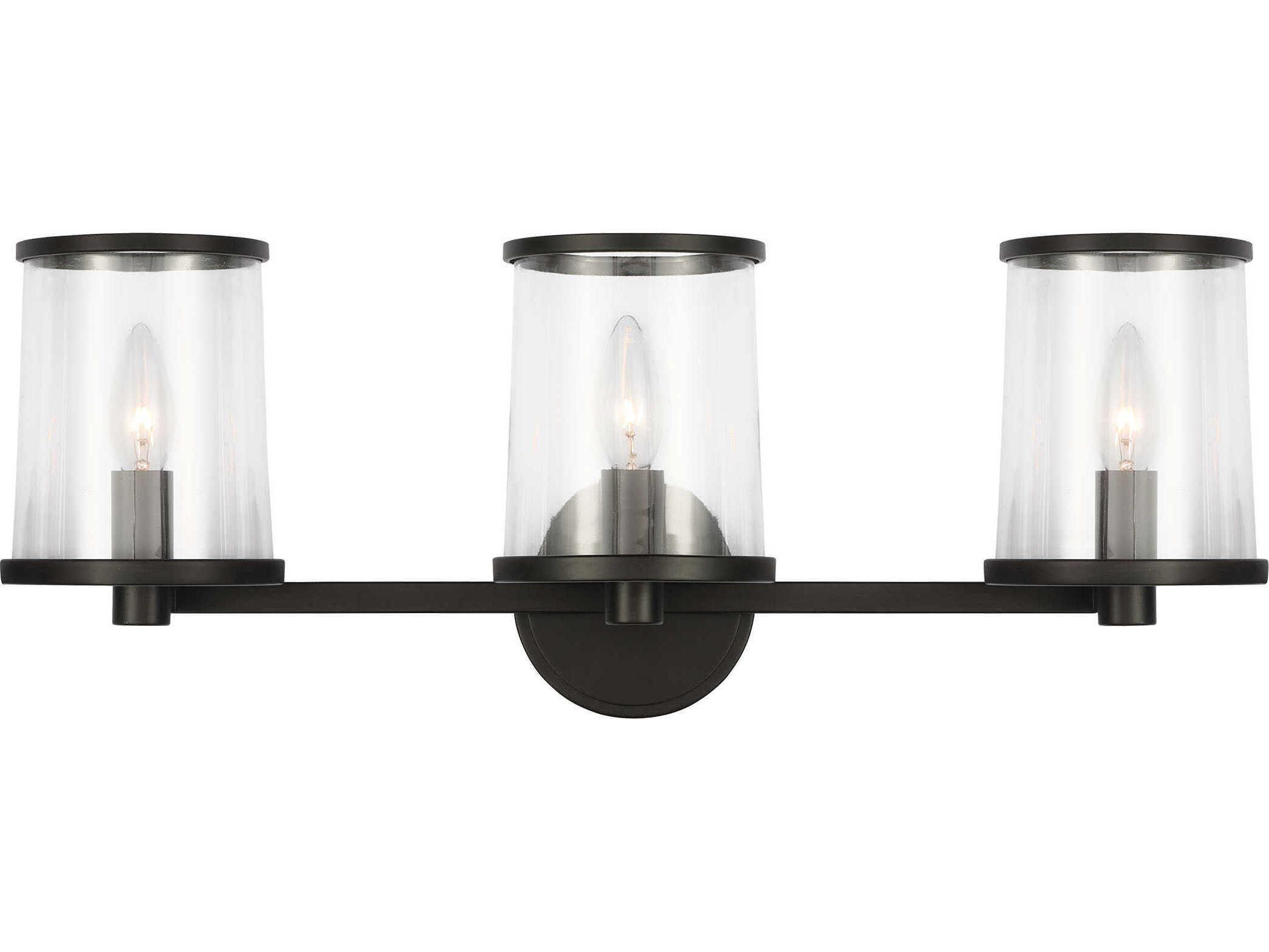 Visual Comfort Studio Reynolds 3-Light Aged Iron Black Vanity Light