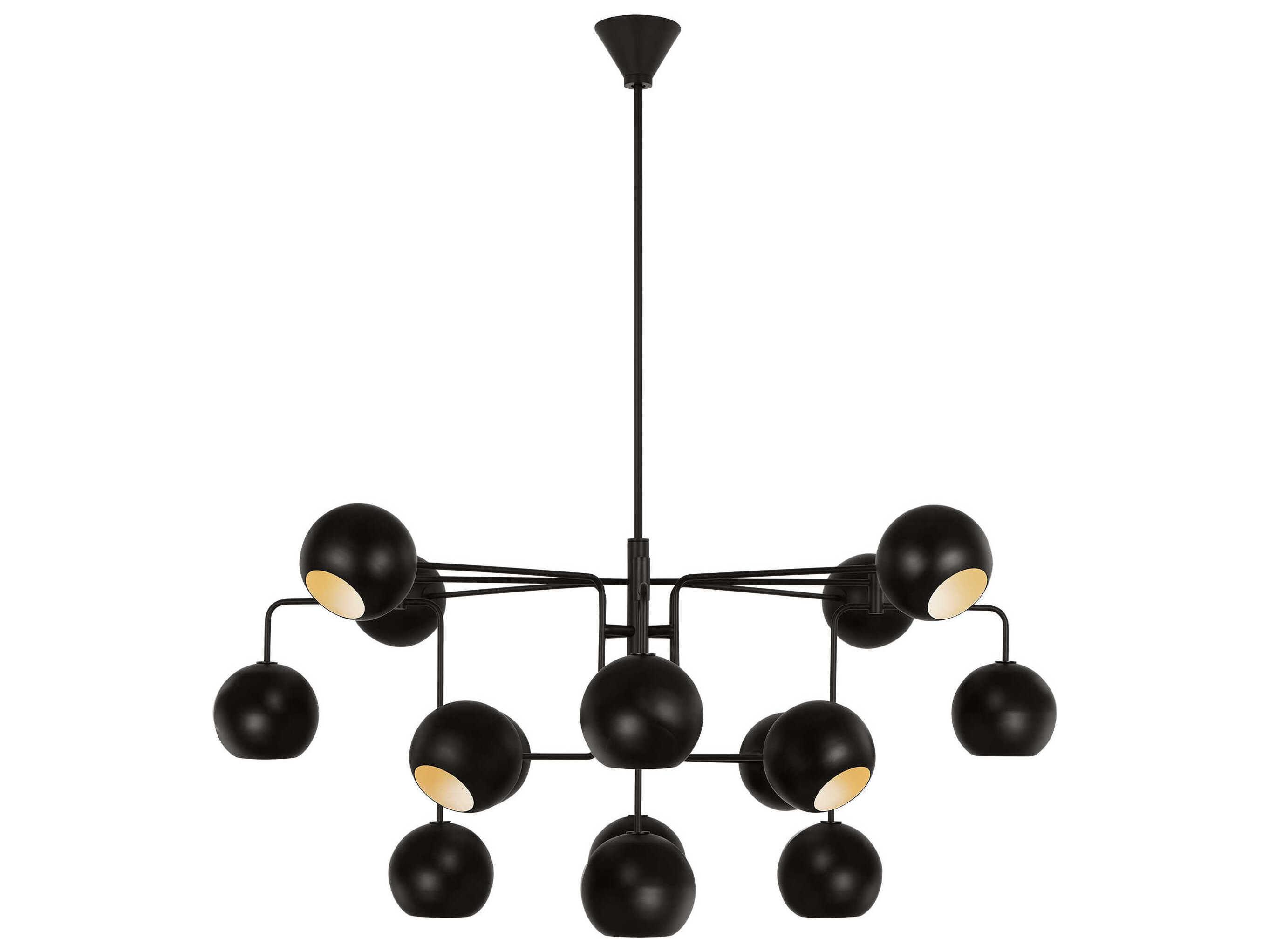 Visual Comfort Studio Chaumont 16-Light Aged Iron Black Globe Tiered Chandelier