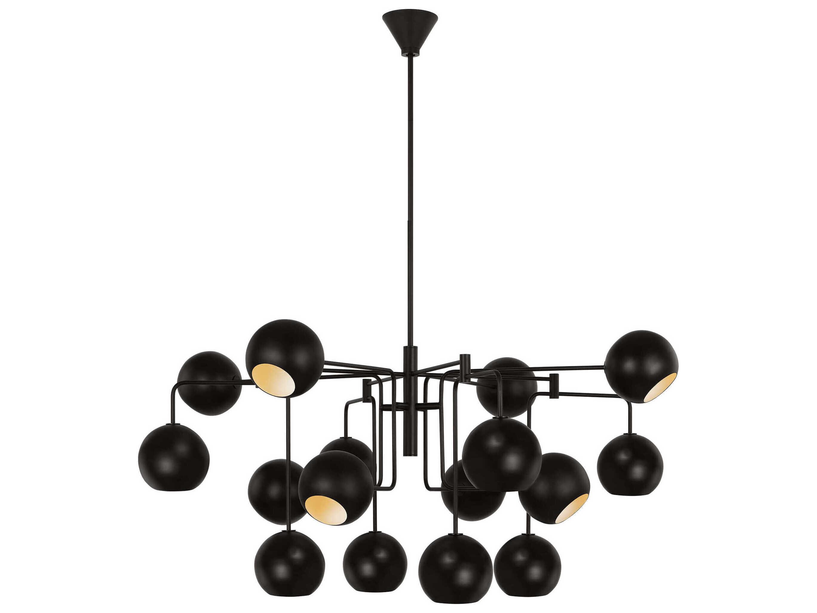 Visual Comfort Studio Chaumont 16-Light Aged Iron Black Globe Tiered Chandelier