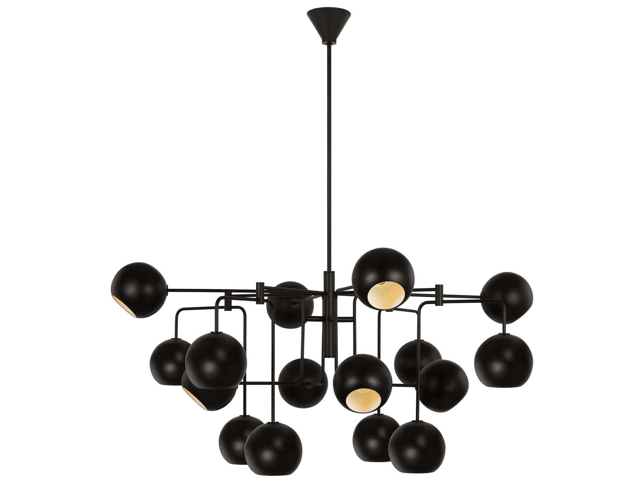 Visual Comfort Studio Chaumont 16-Light Aged Iron Black Globe Tiered Chandelier