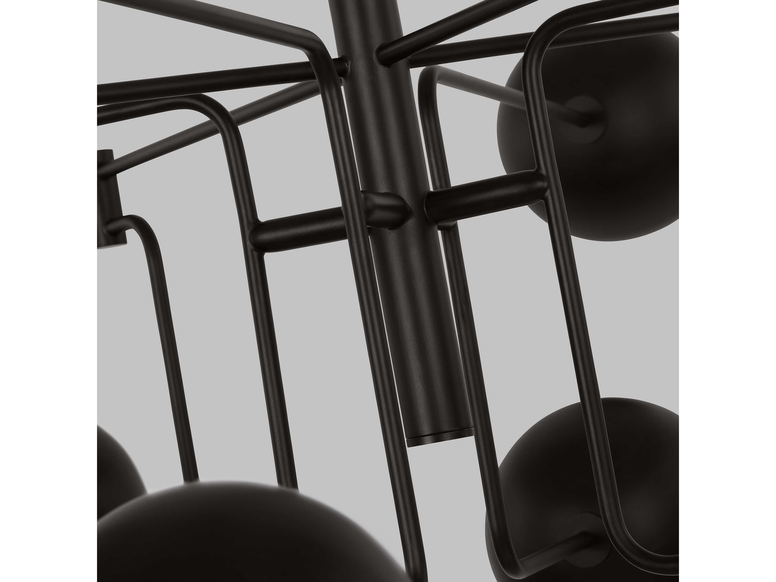 Visual Comfort Studio Chaumont 16-Light Aged Iron Black Globe Tiered Chandelier