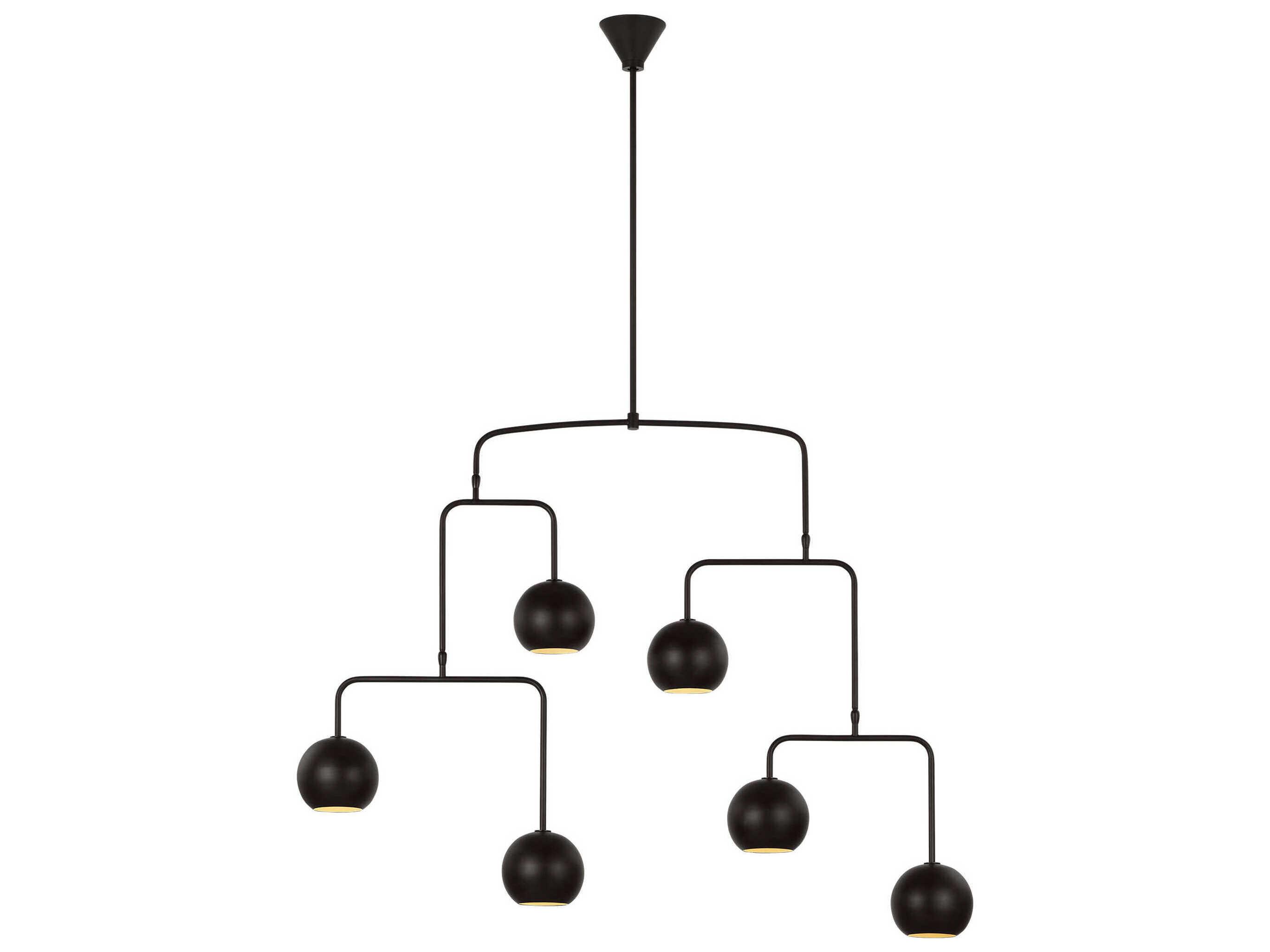 Visual Comfort Studio Chaumont 6-Light Aged Iron Black Globe Tiered Chandelier
