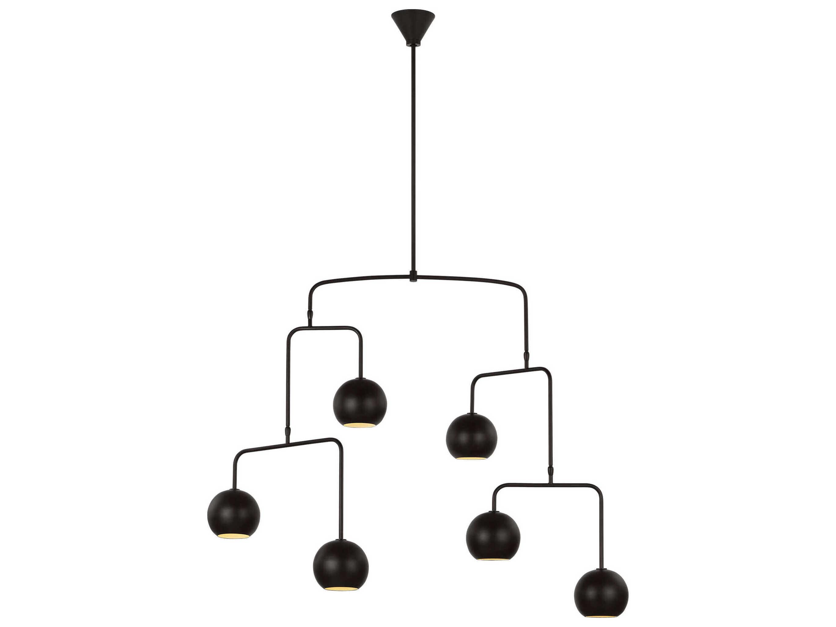 Visual Comfort Studio Chaumont 6-Light Aged Iron Black Globe Tiered Chandelier