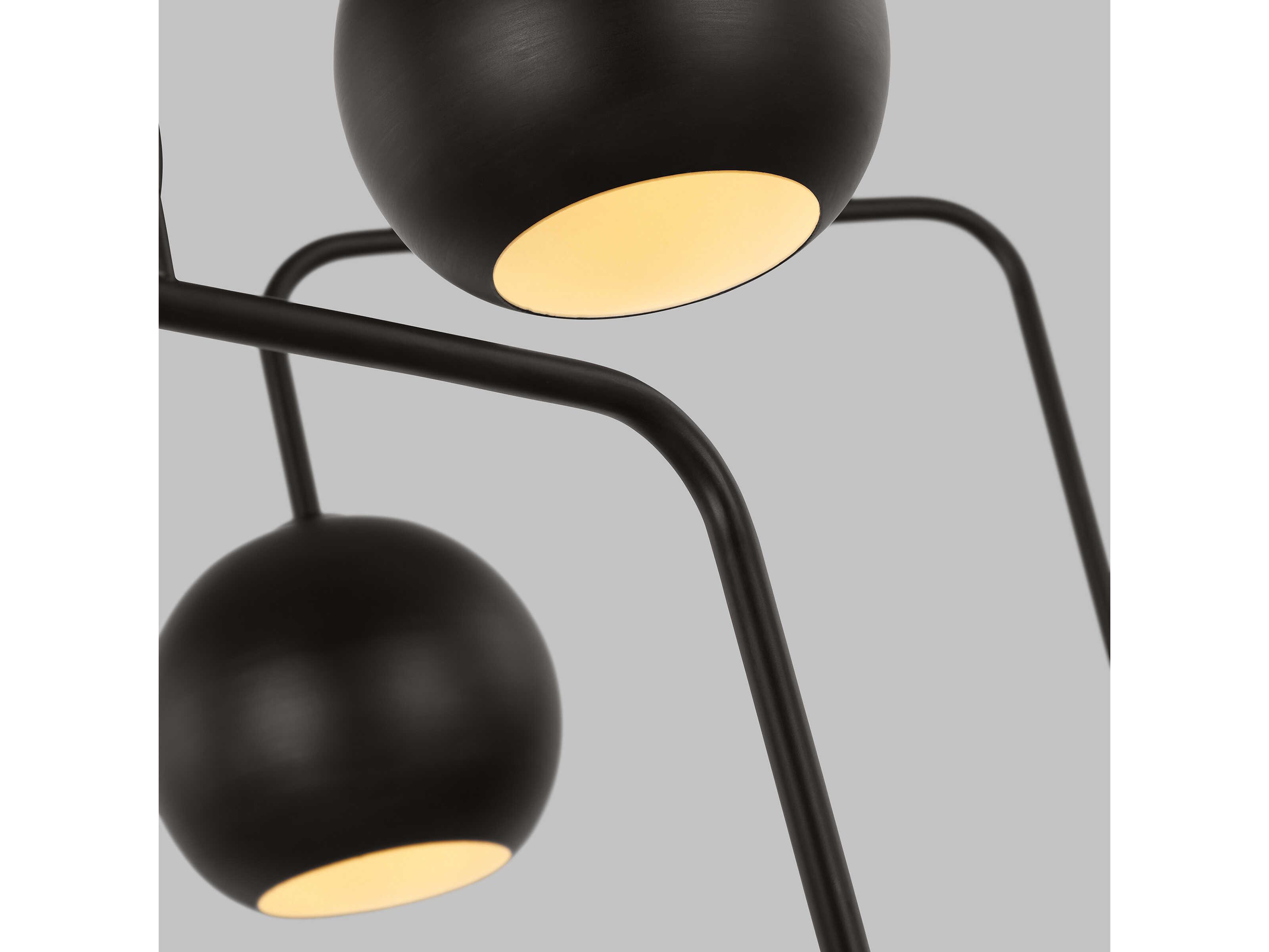 Visual Comfort Studio Chaumont 6-Light Aged Iron Black Globe Tiered Chandelier