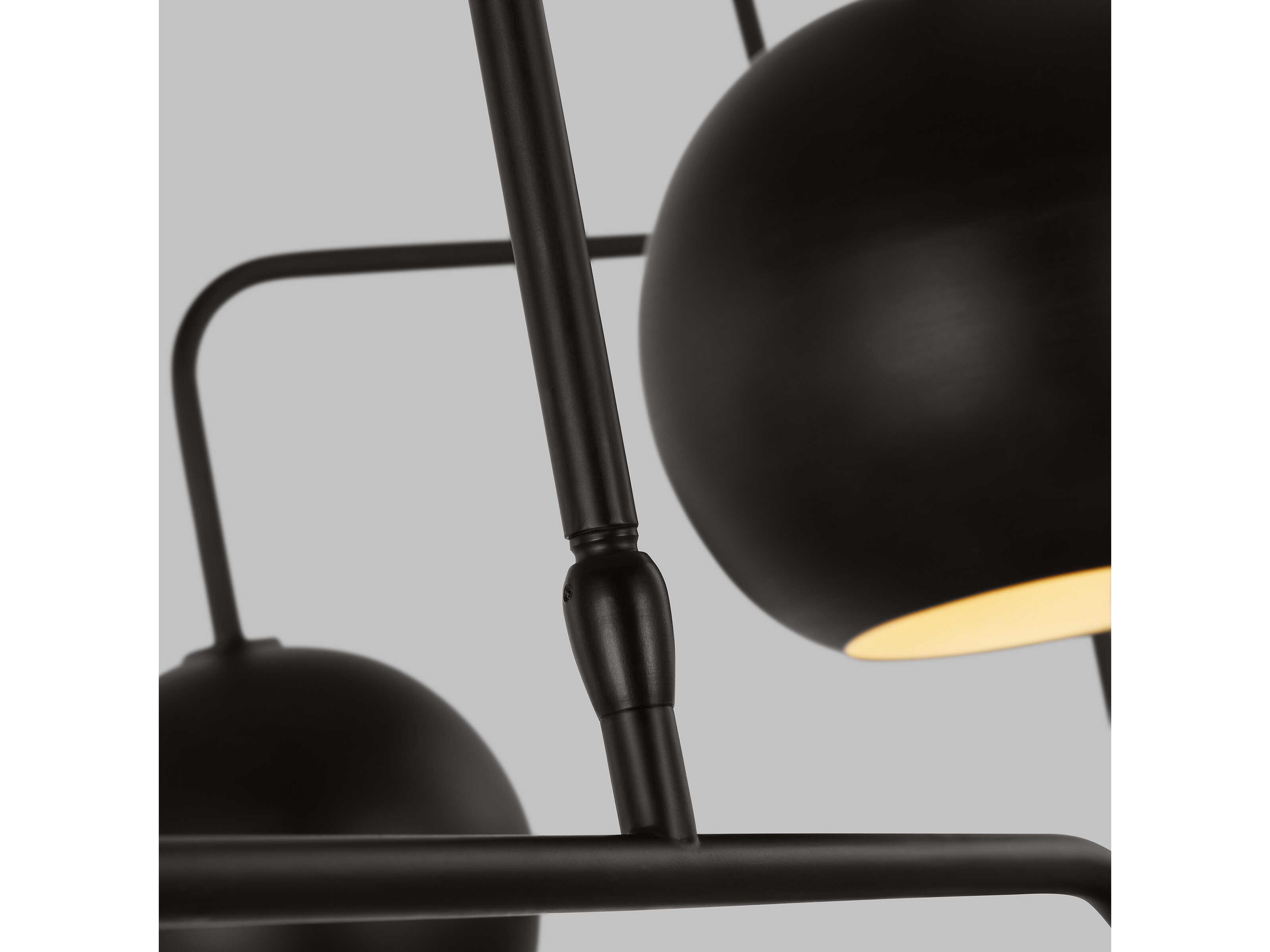 Visual Comfort Studio Chaumont 6-Light Aged Iron Black Globe Tiered Chandelier