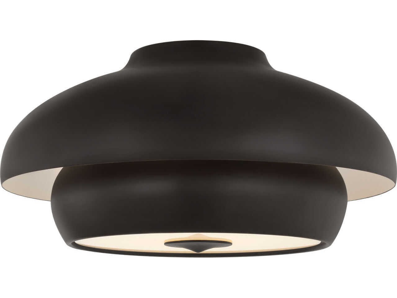Visual Comfort Studio Solene 1-Light Aged Iron Black Dome Flush Mount