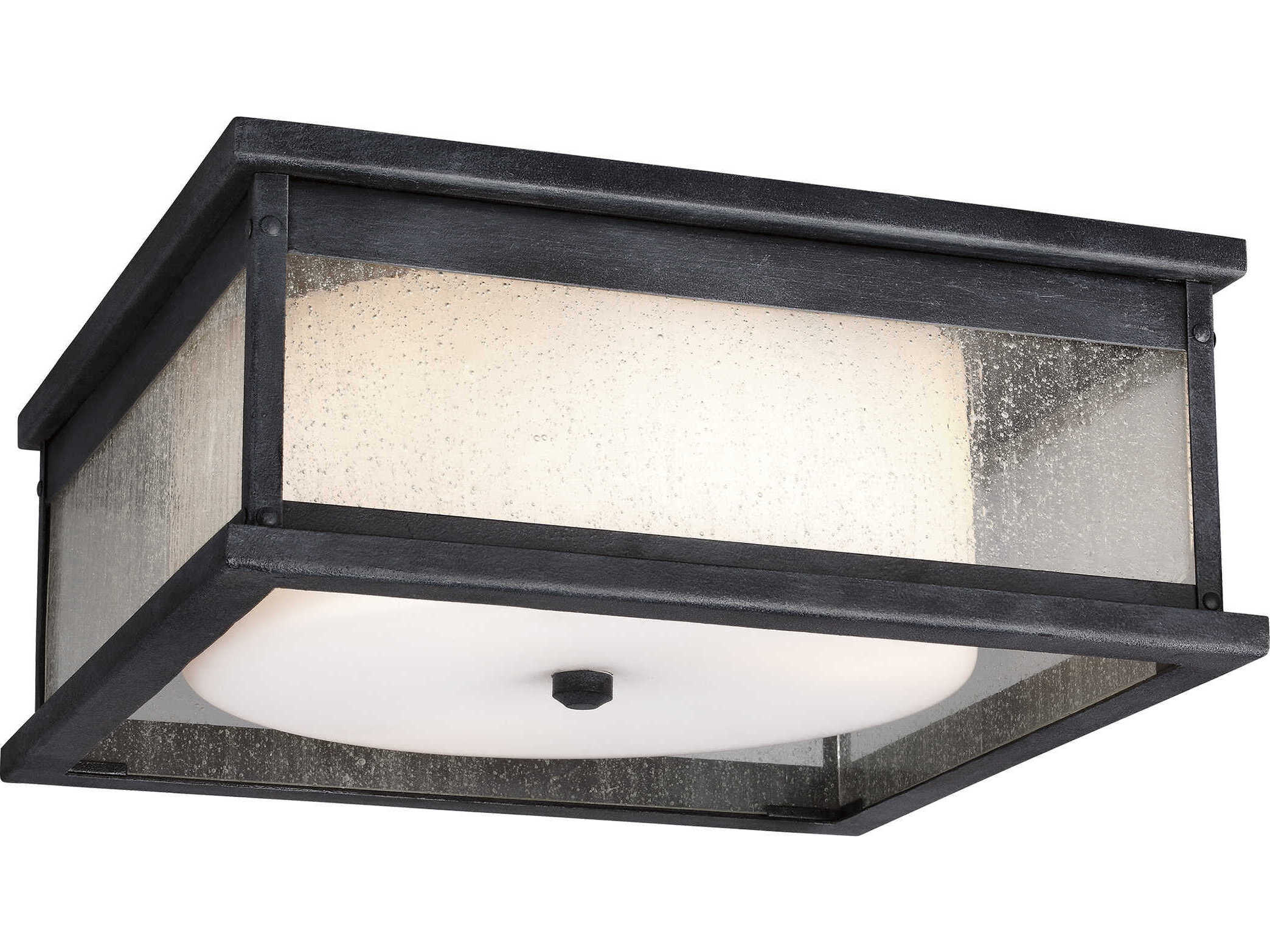 Visual Comfort Studio Pediment 3-Light Dark Weathered Zinc Black Flush Mount