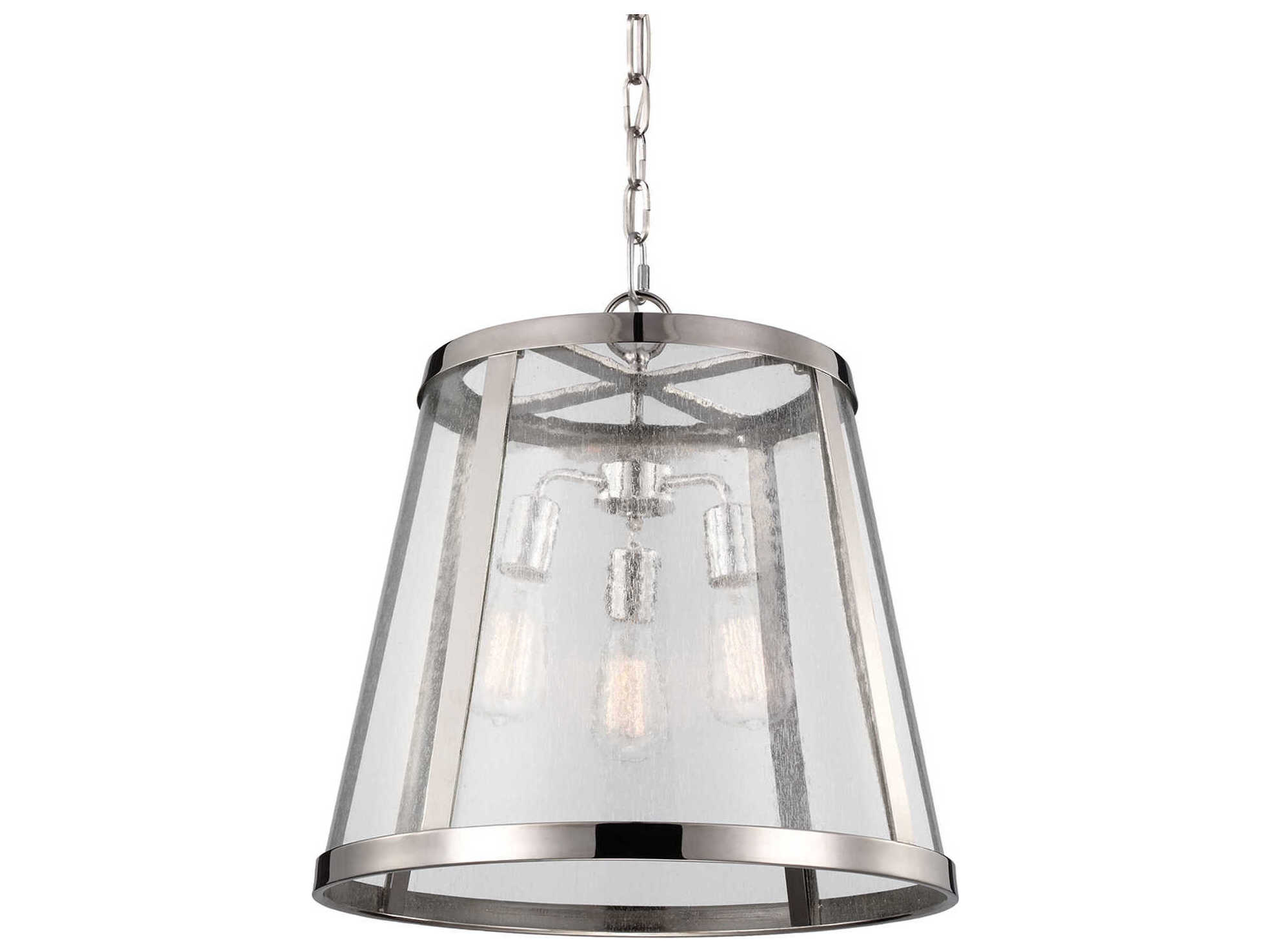 Visual Comfort Studio Harrow 3-Light Polished Nickel Drum Pendant