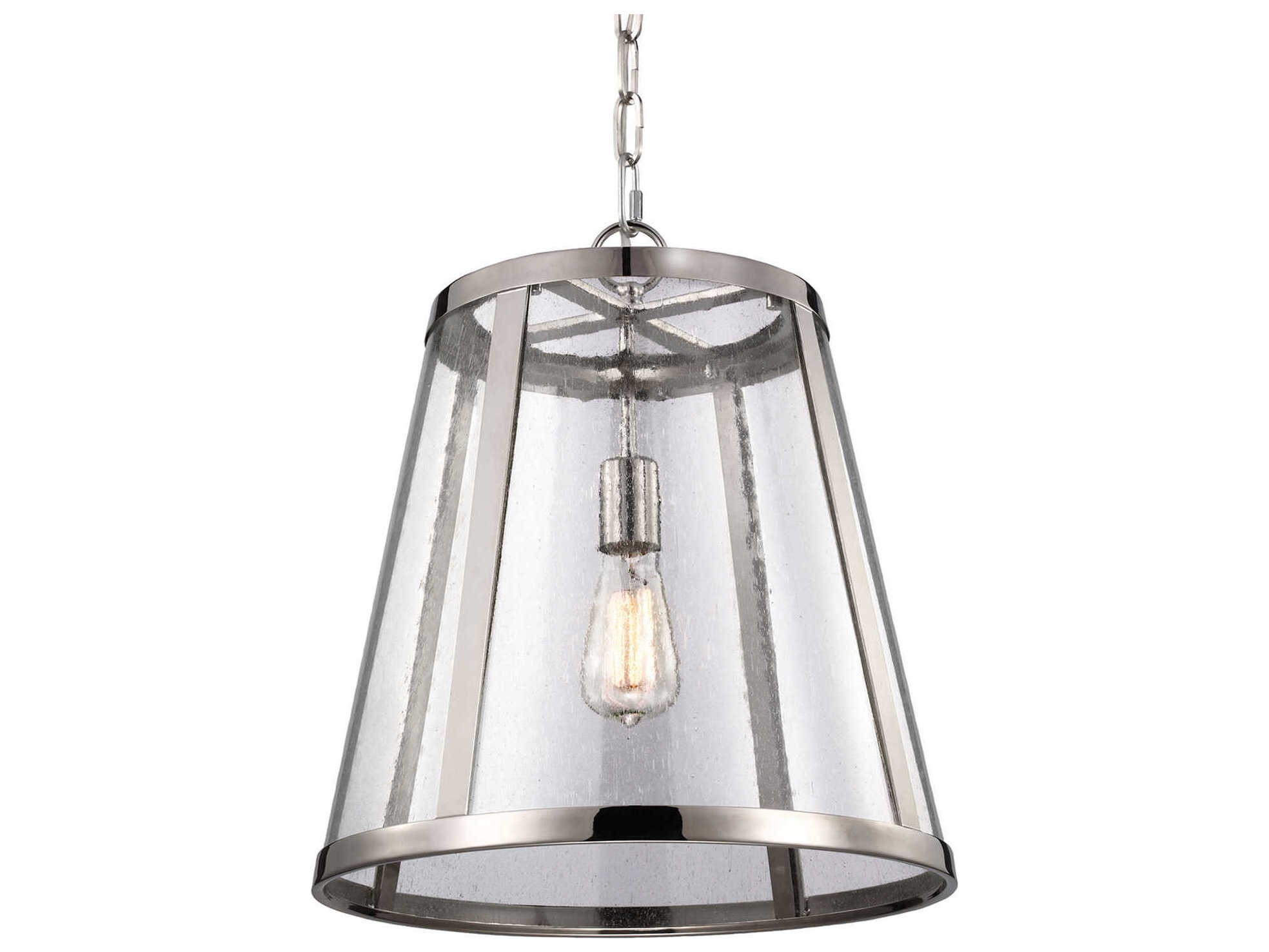 Visual Comfort Studio Harrow 1-Light Polished Nickel Drum Pendant